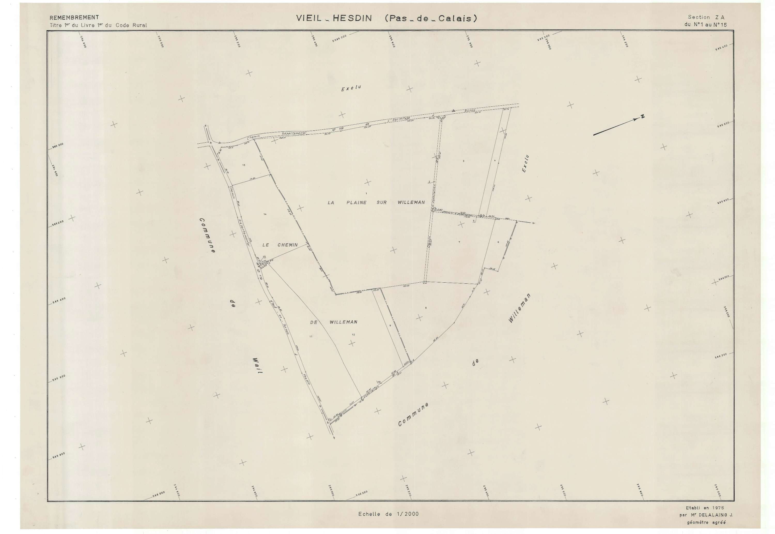 Vieil-Hesdin - Plan de remembrement : section ZA.