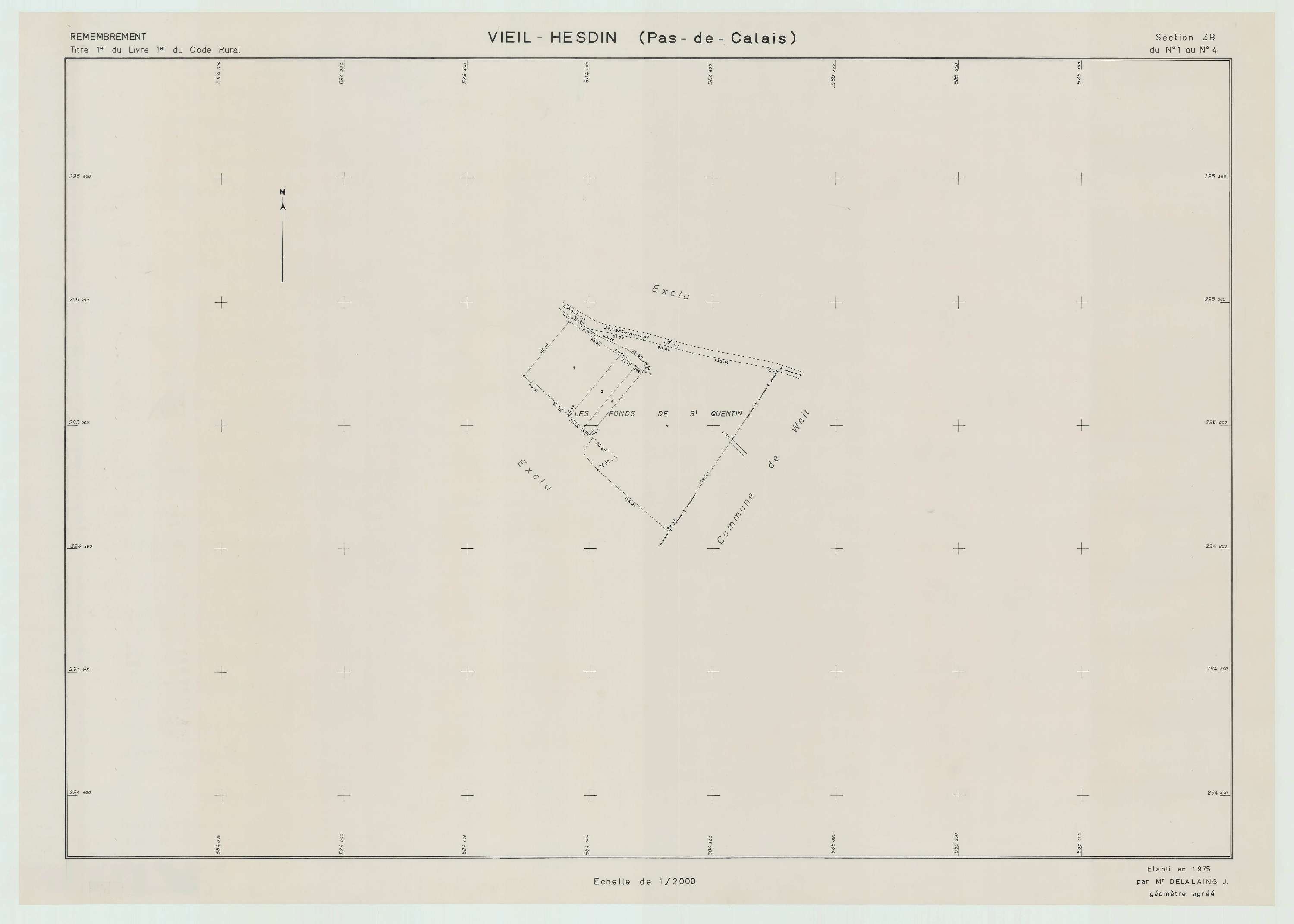 Vieil-Hesdin - Plan de remembrement : section ZB.