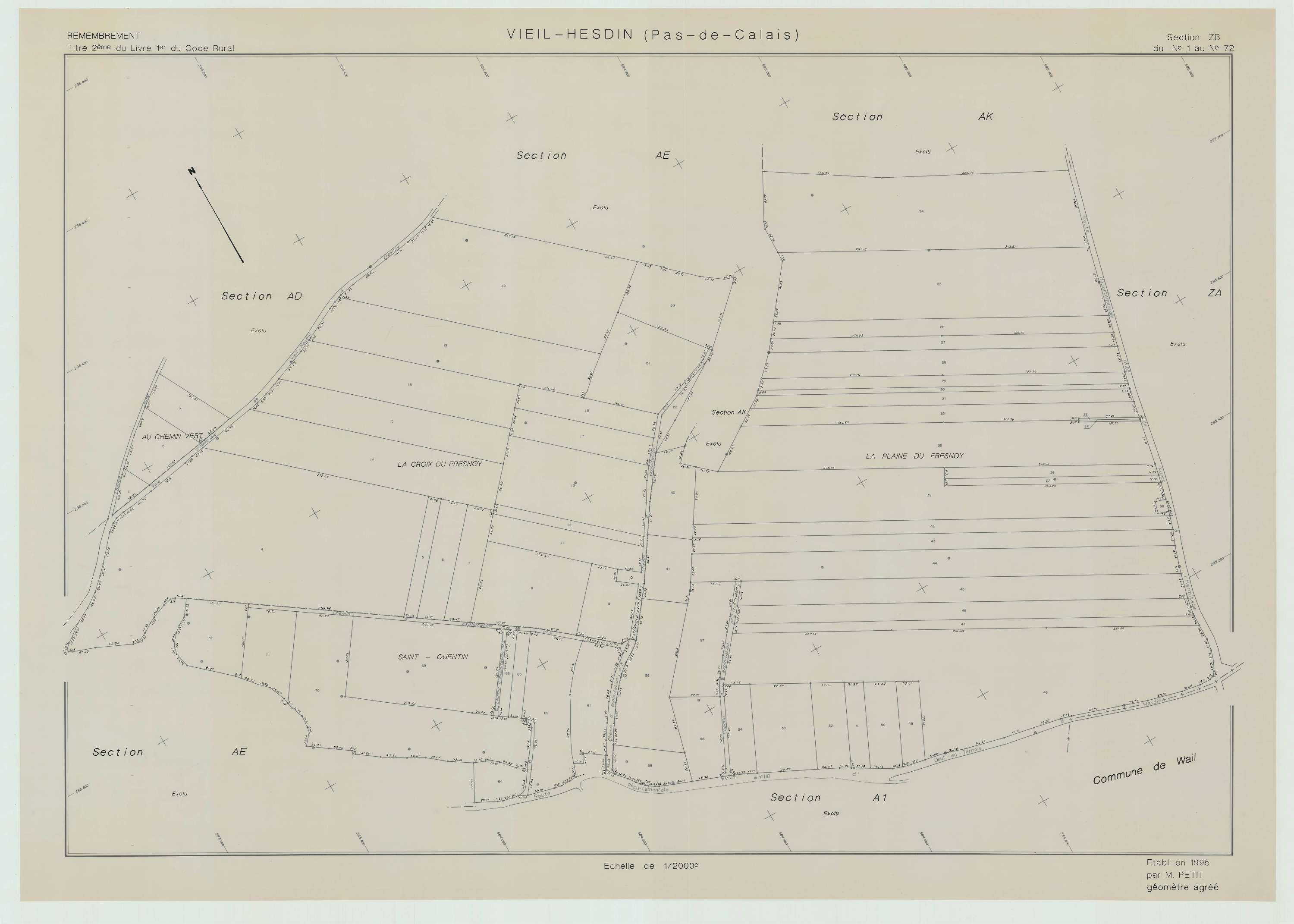 Vieil-Hesdin - Plan de remembrement : section ZB.