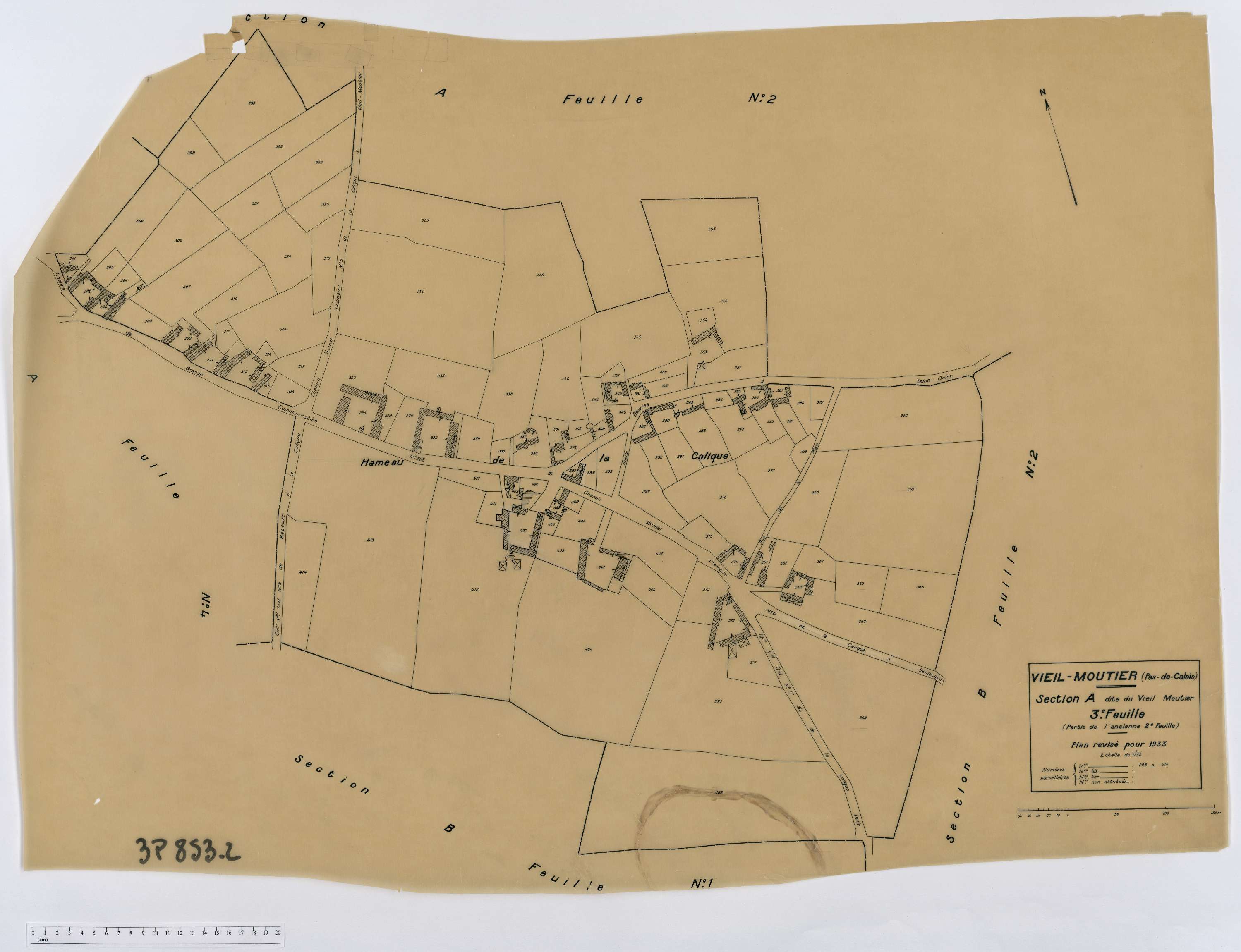 Vieil-Moutier - Section A, feuille 3.