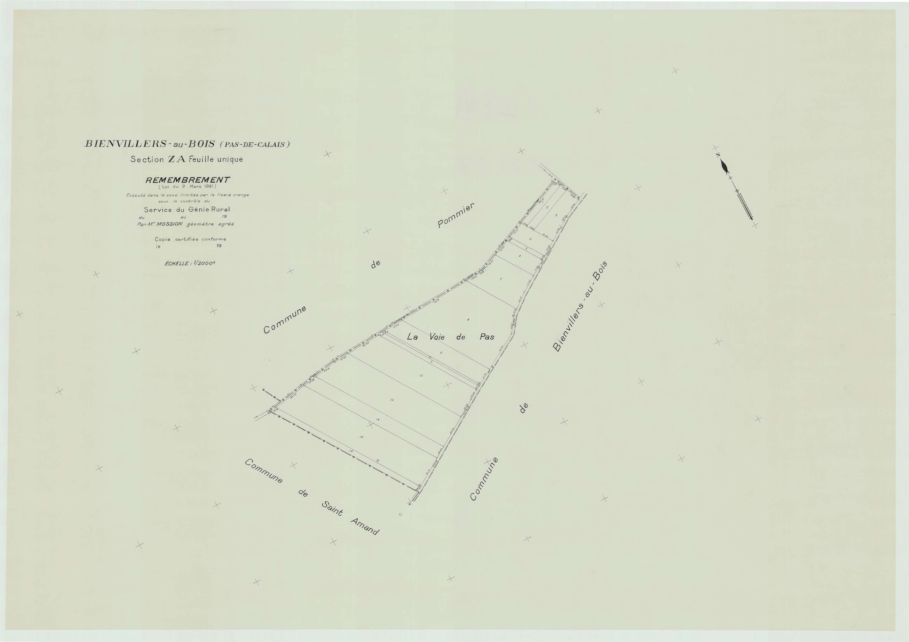 Villers-au-Bois - Plan de remembrement : section ZA.