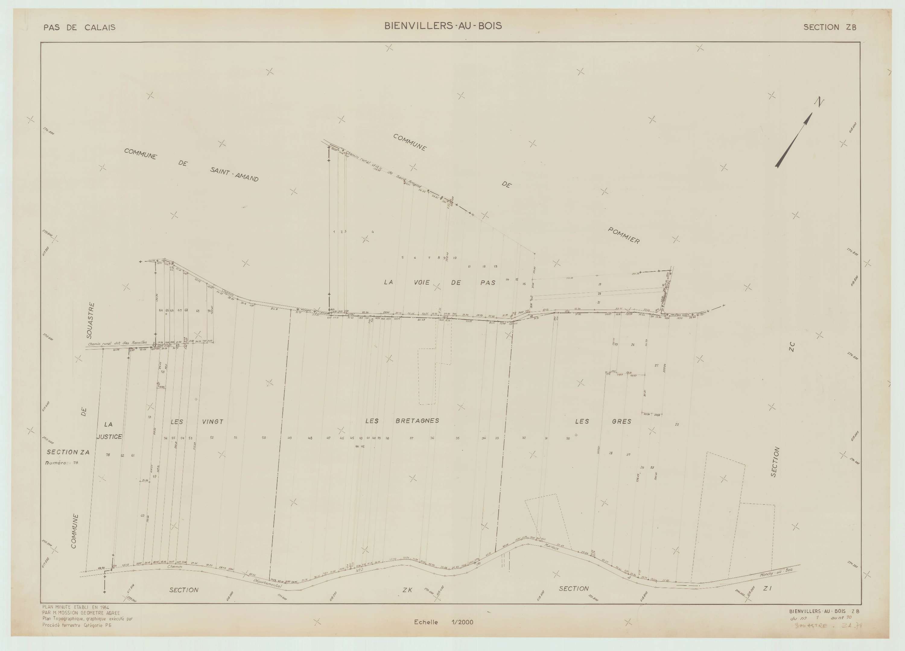 Villers-au-Bois - Plan de remembrement : section ZB.