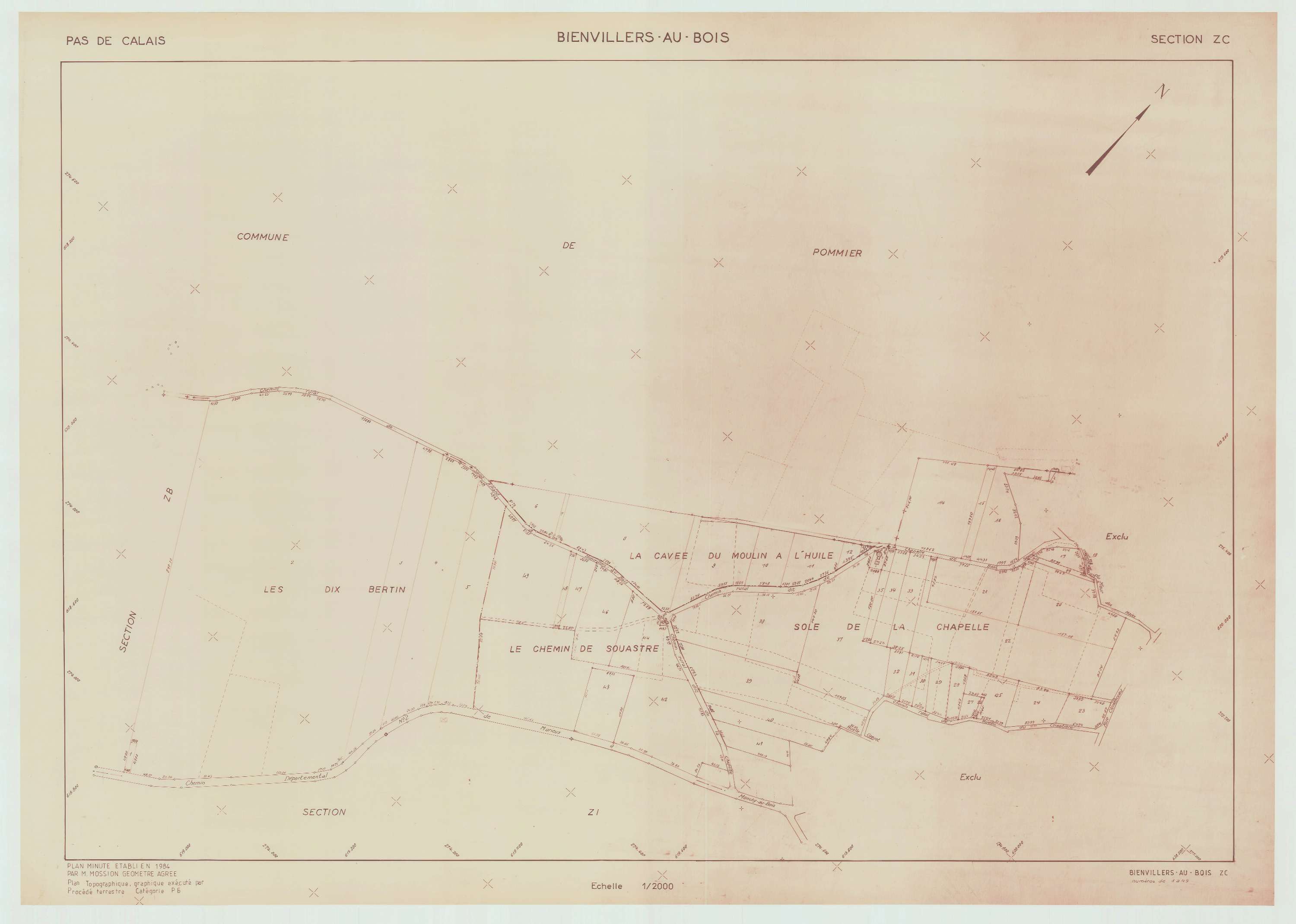 Villers-au-Bois - Plan de remembrement : section ZC.