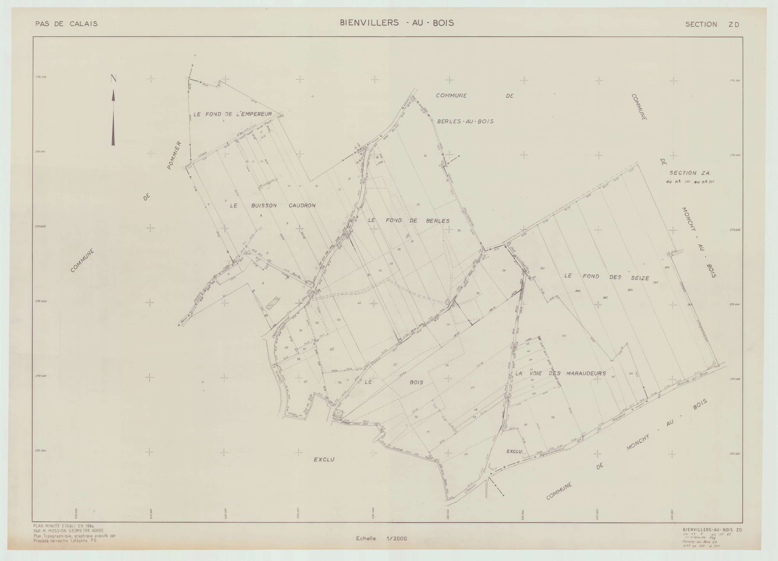 Villers-au-Bois - Plan de remembrement : section ZD.