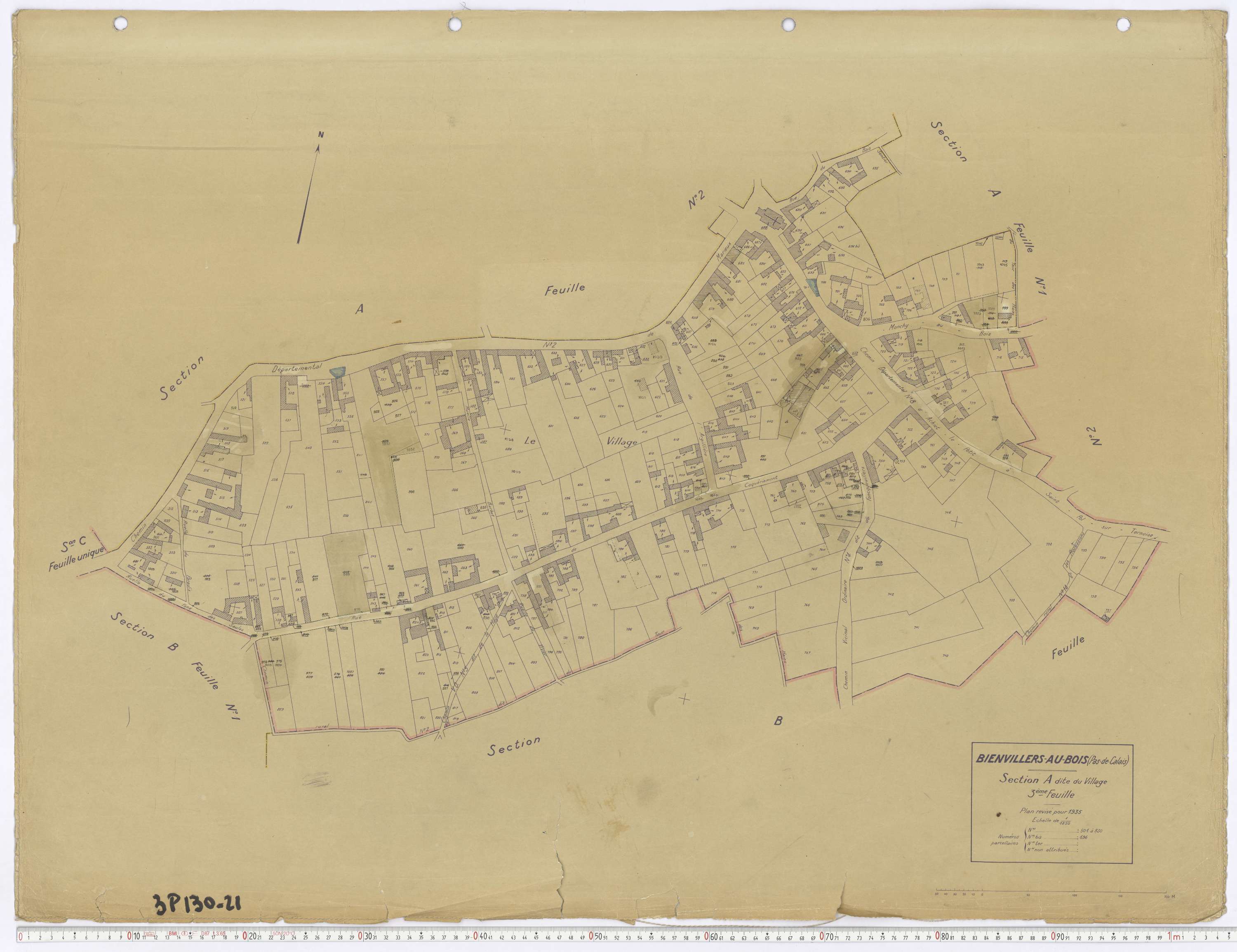 Villers-au-Bois - Section A, feuille 3.