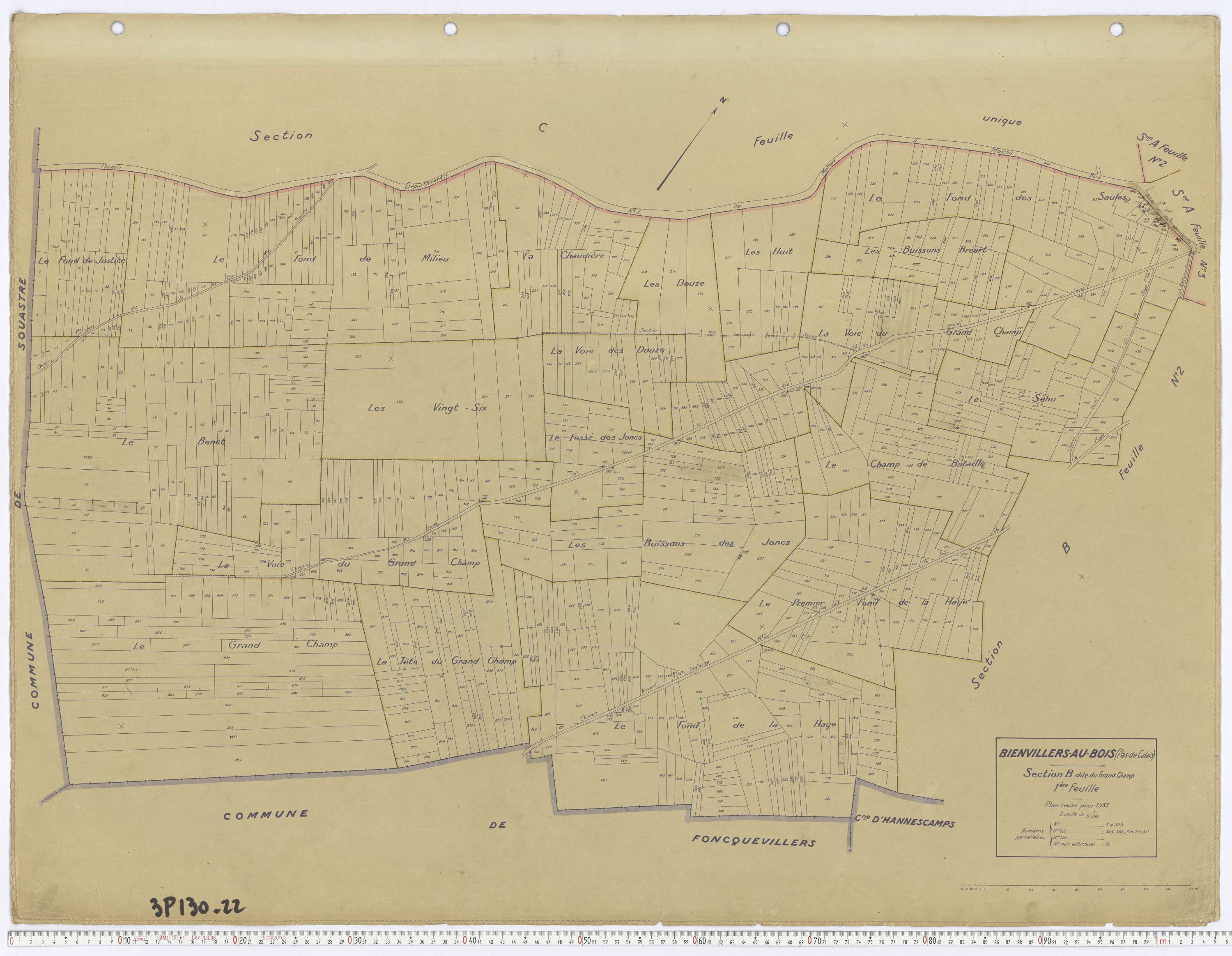 Villers-au-Bois - Section B, feuille 1.
