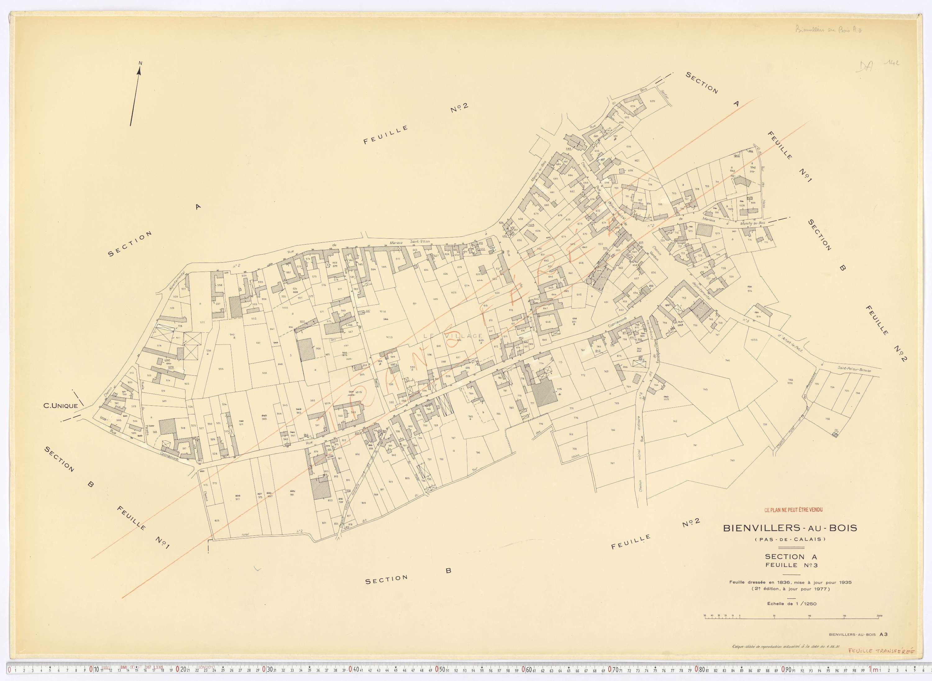 Villers-au-Bois - Section A, feuille 3.