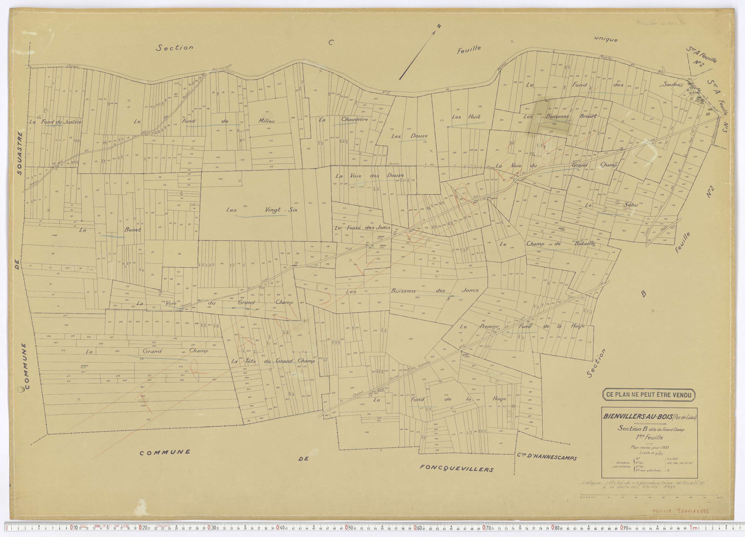 Villers-au-Bois - Section B, feuille 1.