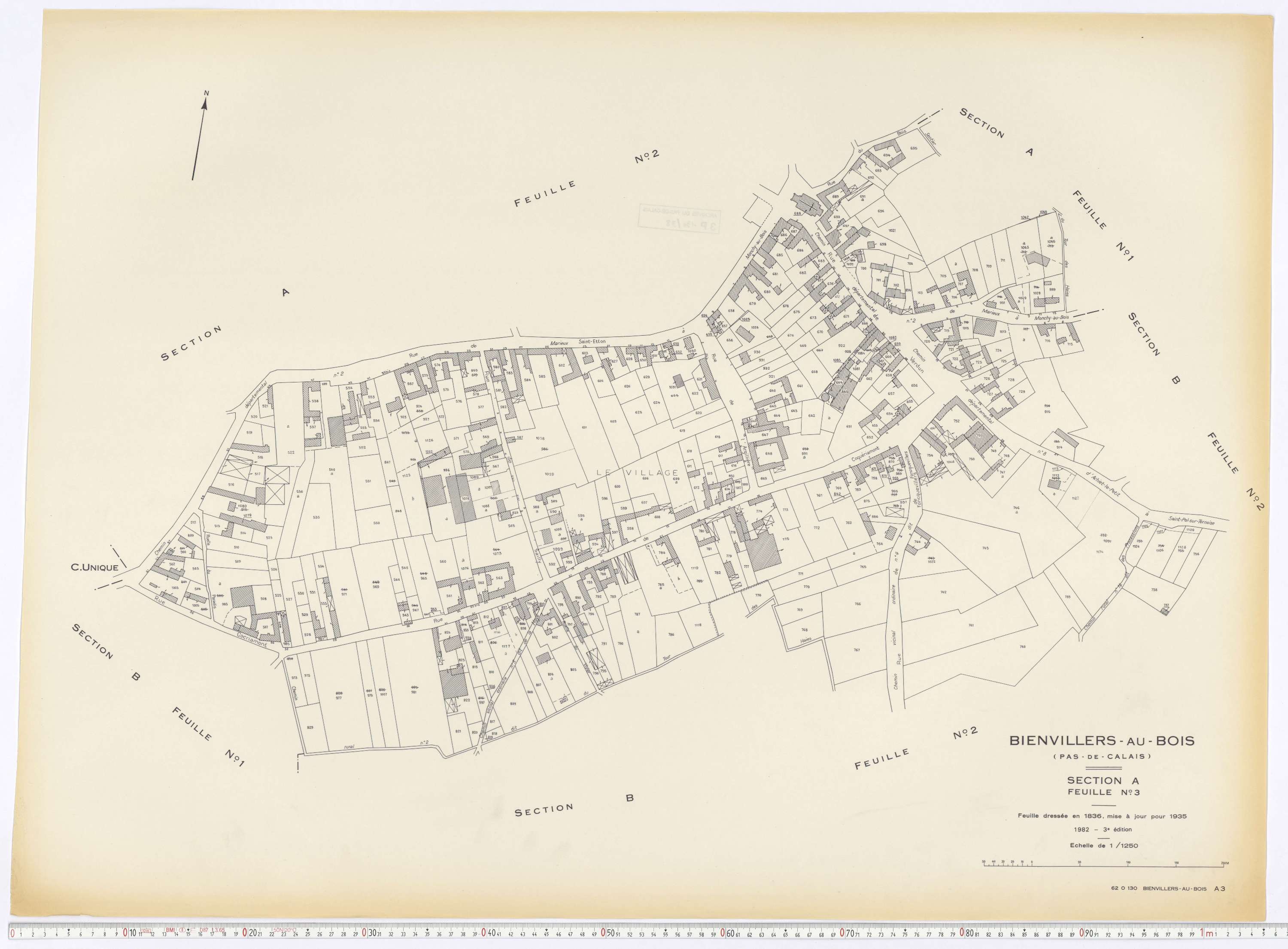 Villers-au-Bois - Section A, feuille 3.