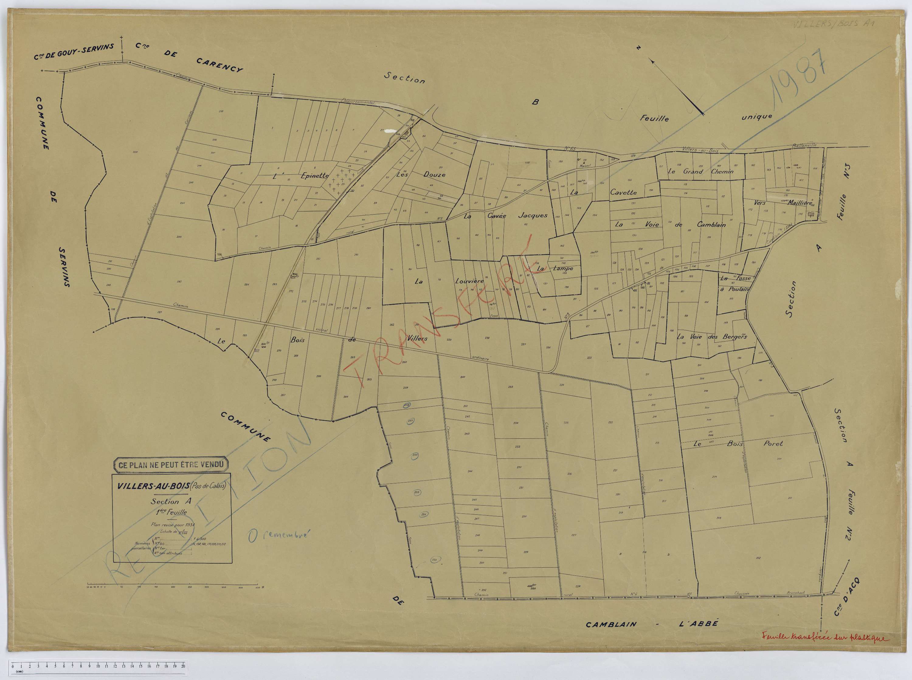 Villers-au-Bois - Section A, feuille 1.
