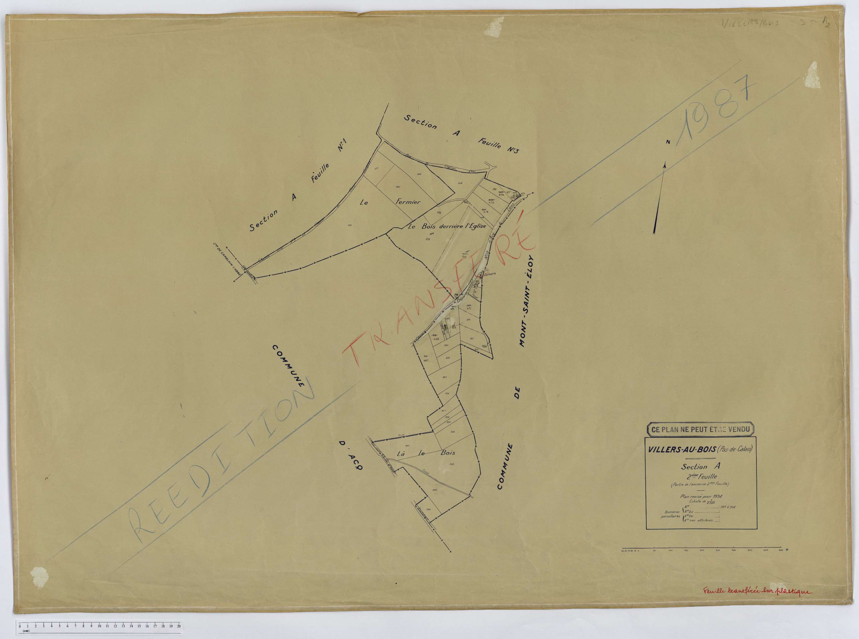 Villers-au-Bois - Section A, feuille 2.