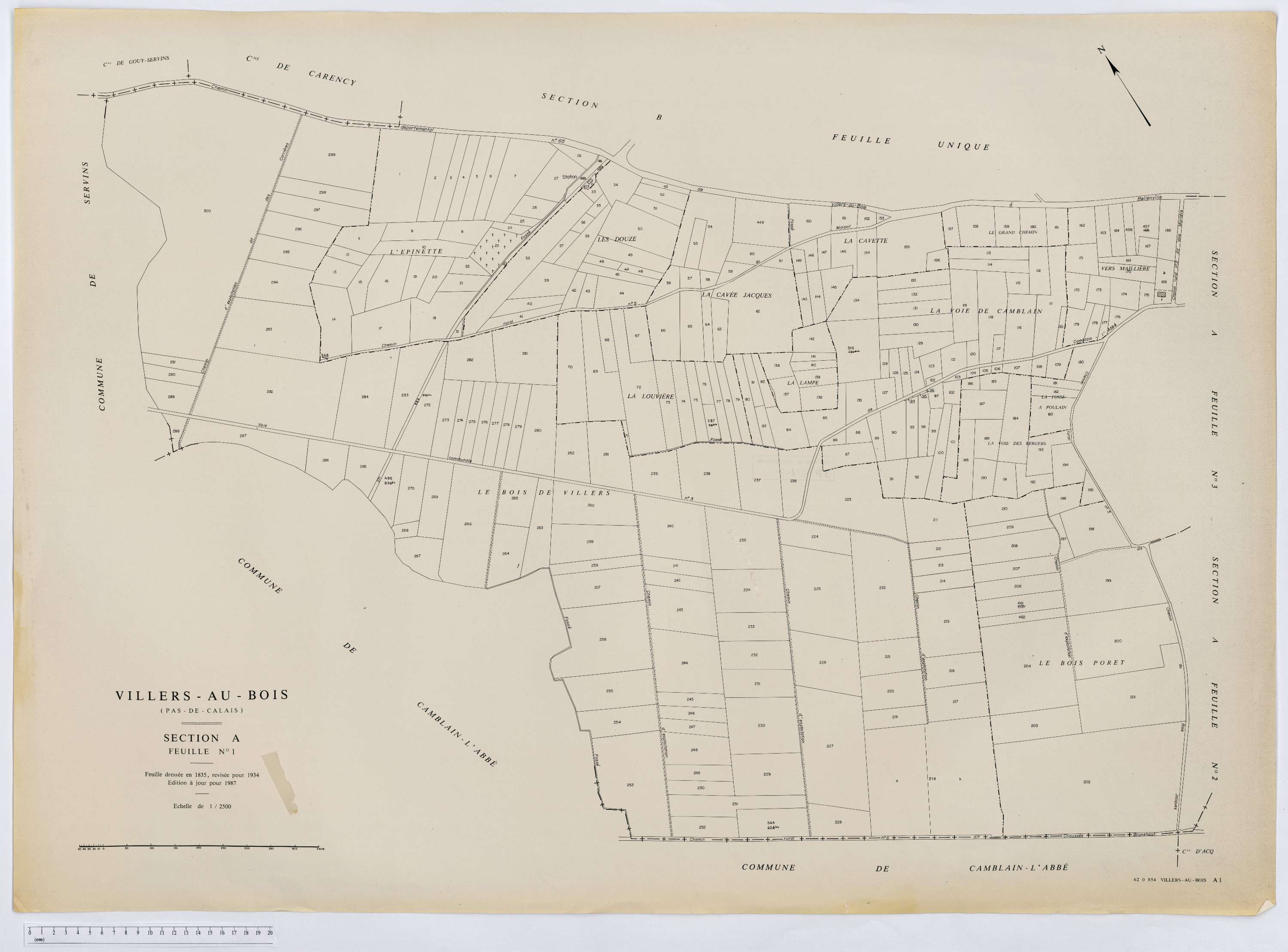 Villers-au-Bois - Section A, feuille 1.