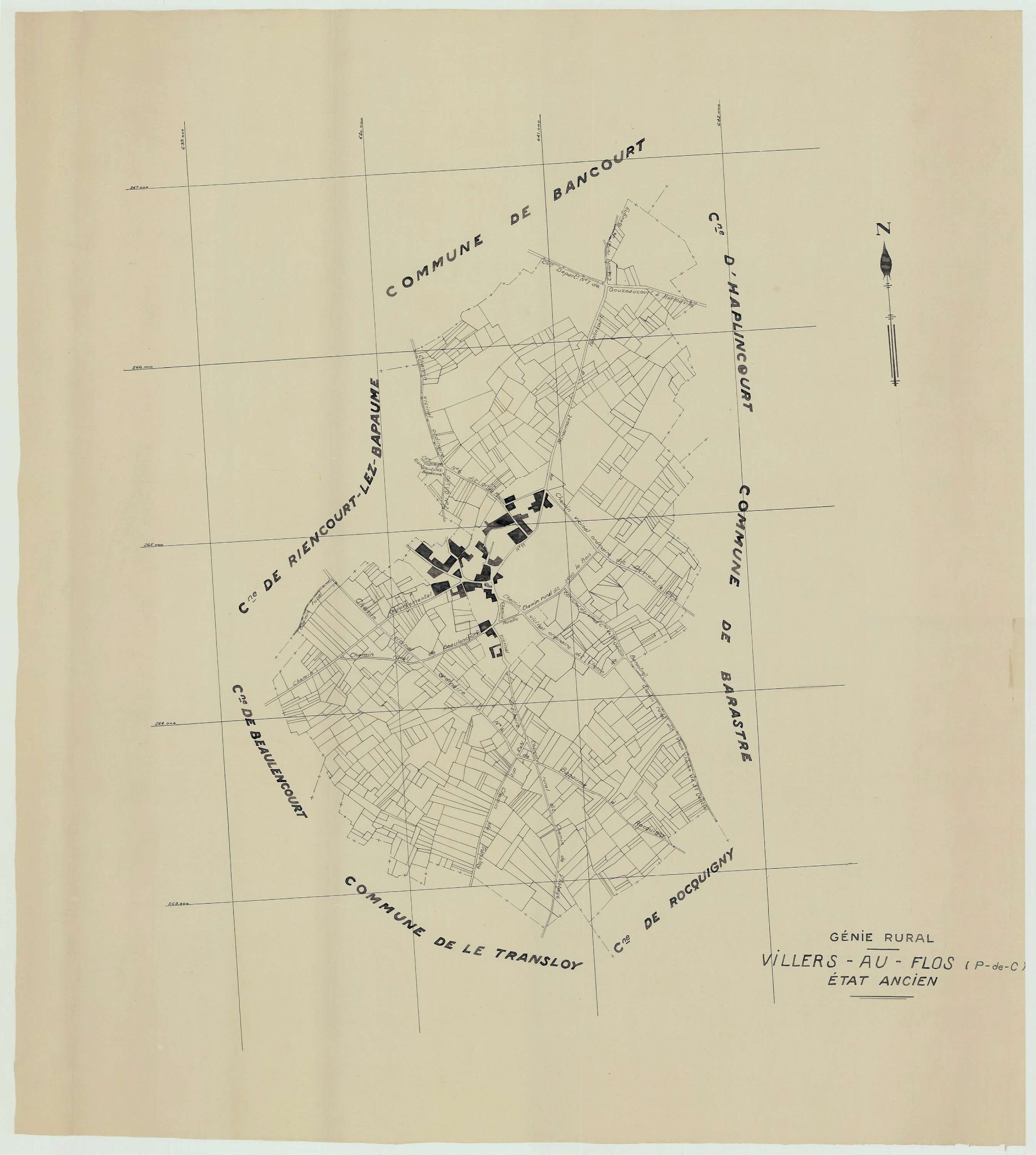 Villers-au-Flos - Plan cadastral : tableau d'assemblage antérieur au remembrement.