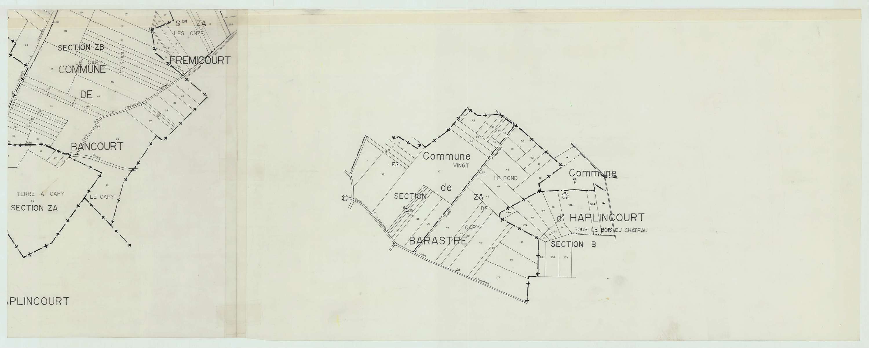 Villers-au-Flos - Plan cadastral : tableau d'assemblage postérieur au remembrement.