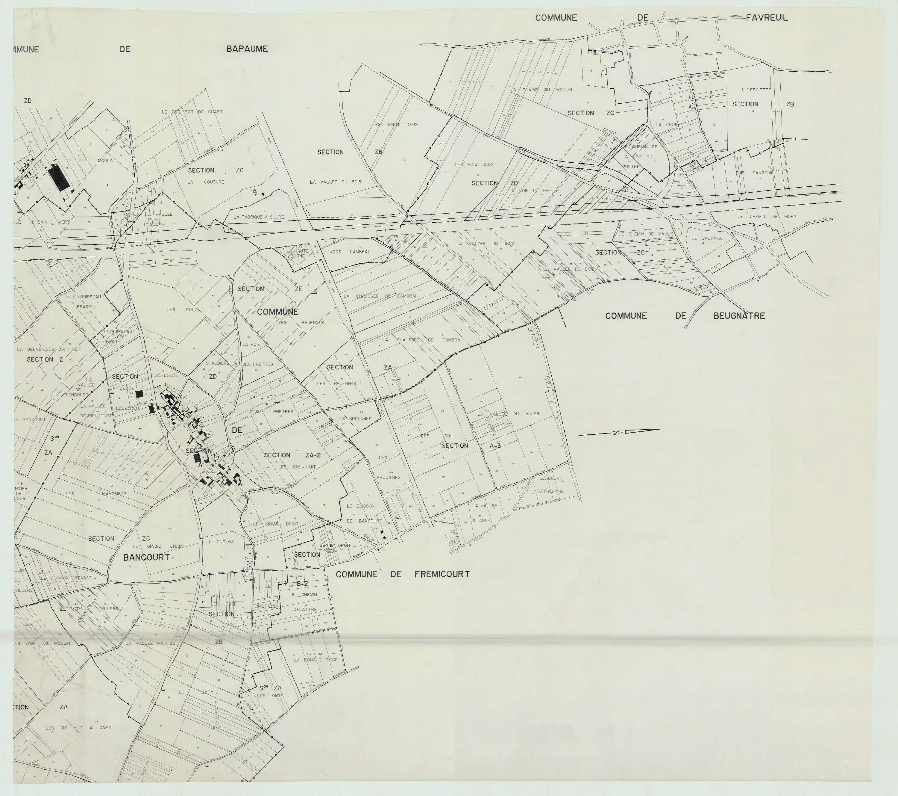 Villers-au-Flos - Plan cadastral : tableau d'assemblage postérieur au remembrement.