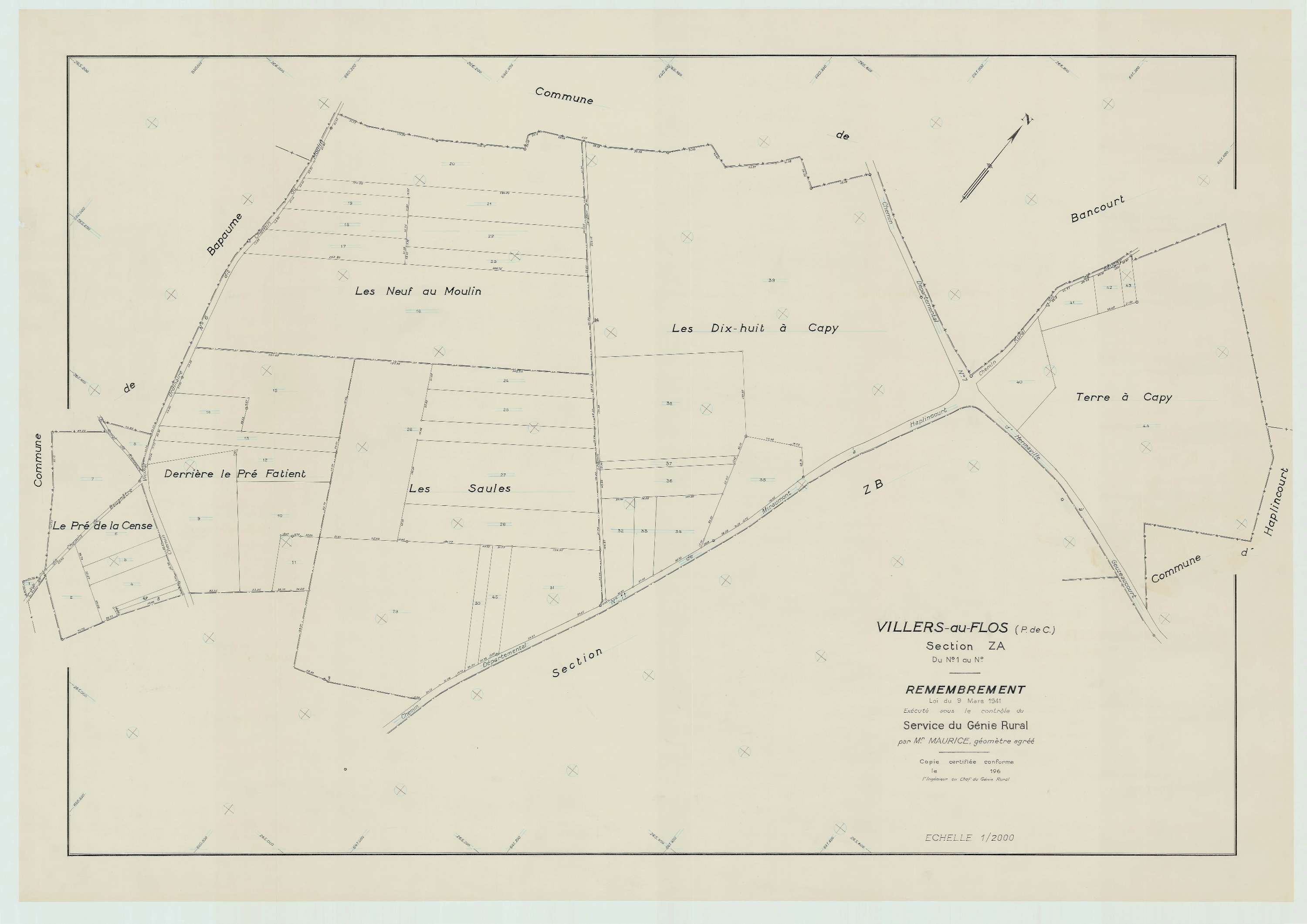 Villers-au-Flos - Plan de remembrement : section ZA.