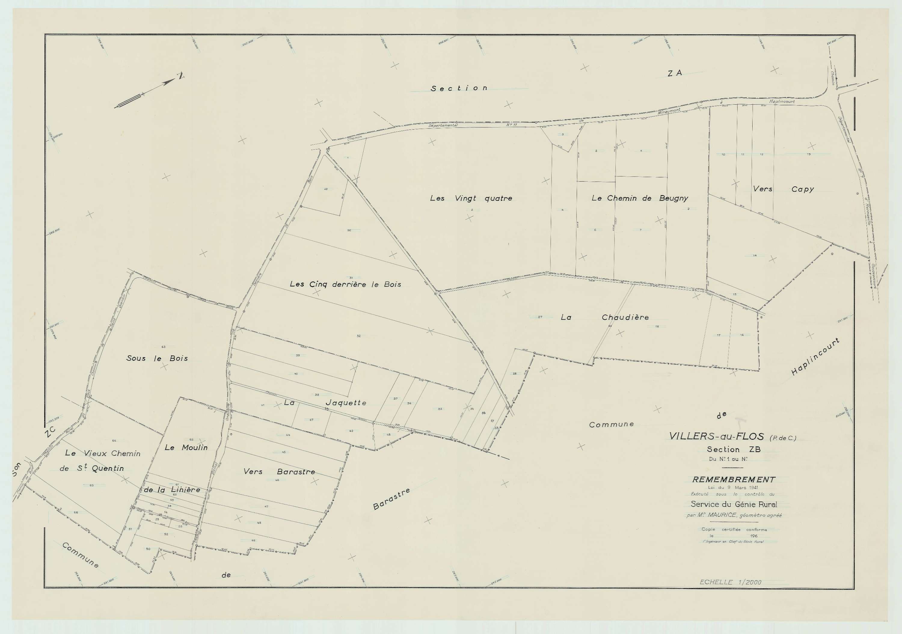 Villers-au-Flos - Plan de remembrement : section ZB.