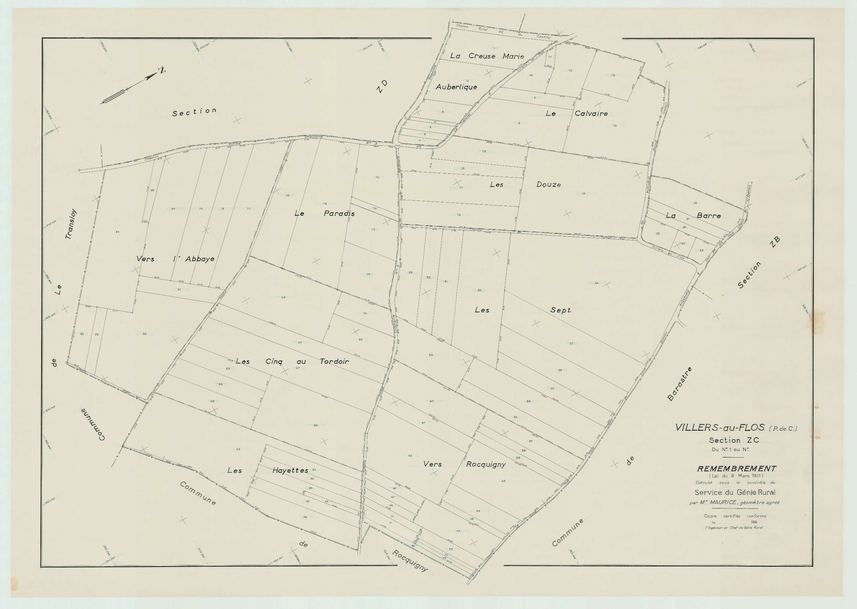 Villers-au-Flos - Plan de remembrement : section ZC.