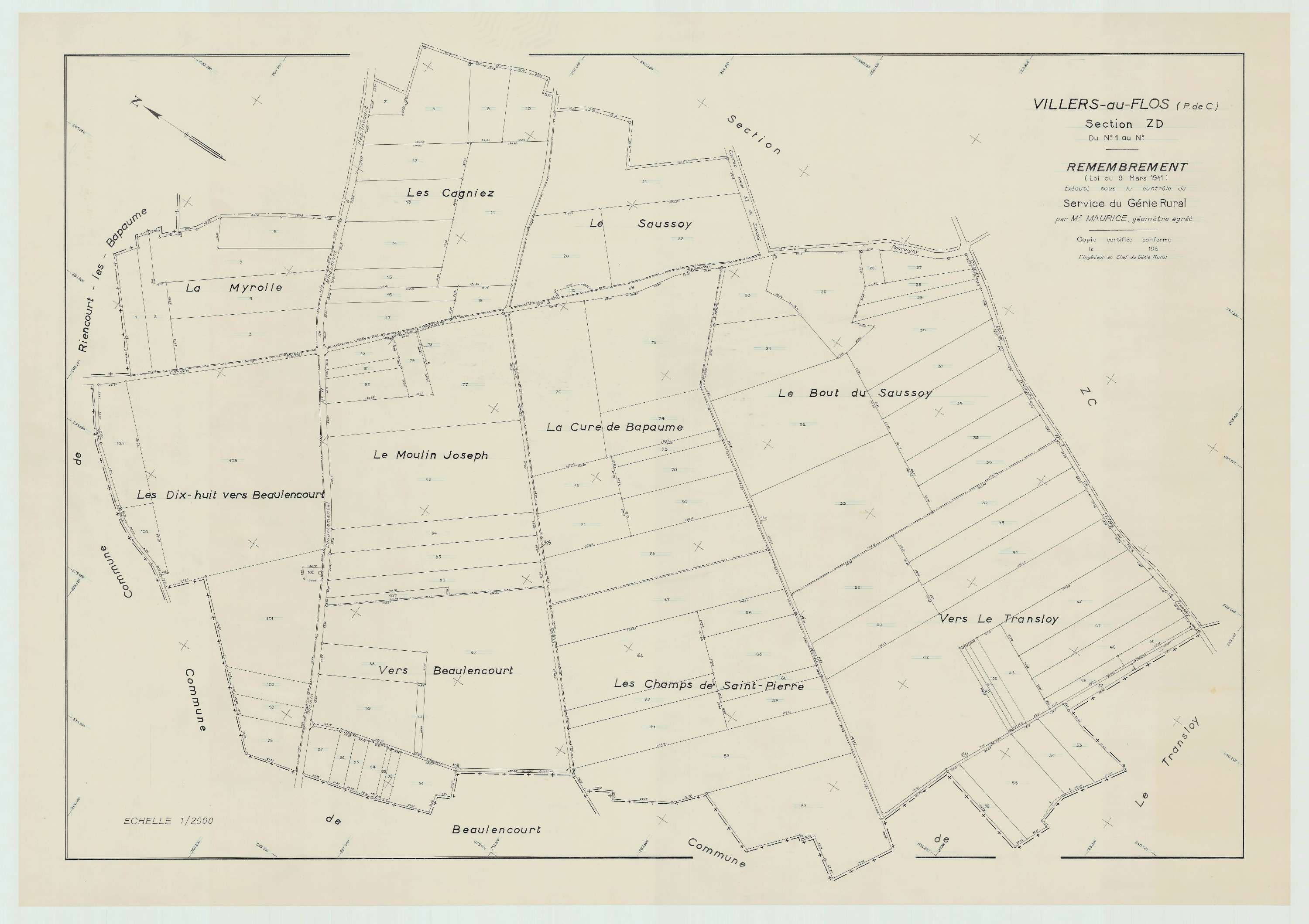 Villers-au-Flos - Plan de remembrement : section ZD.