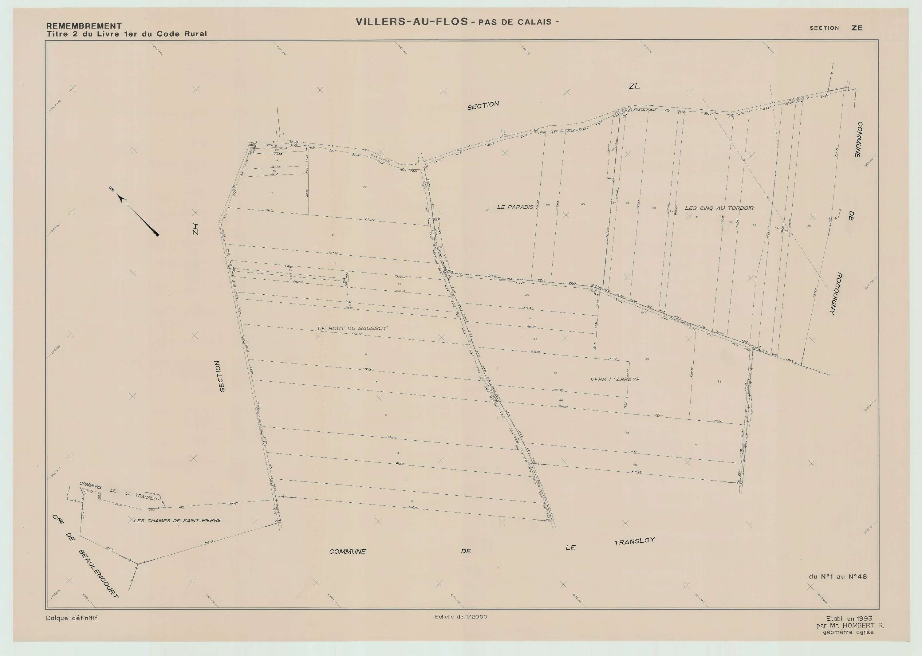 Villers-au-Flos - Plan de remembrement : section ZE.