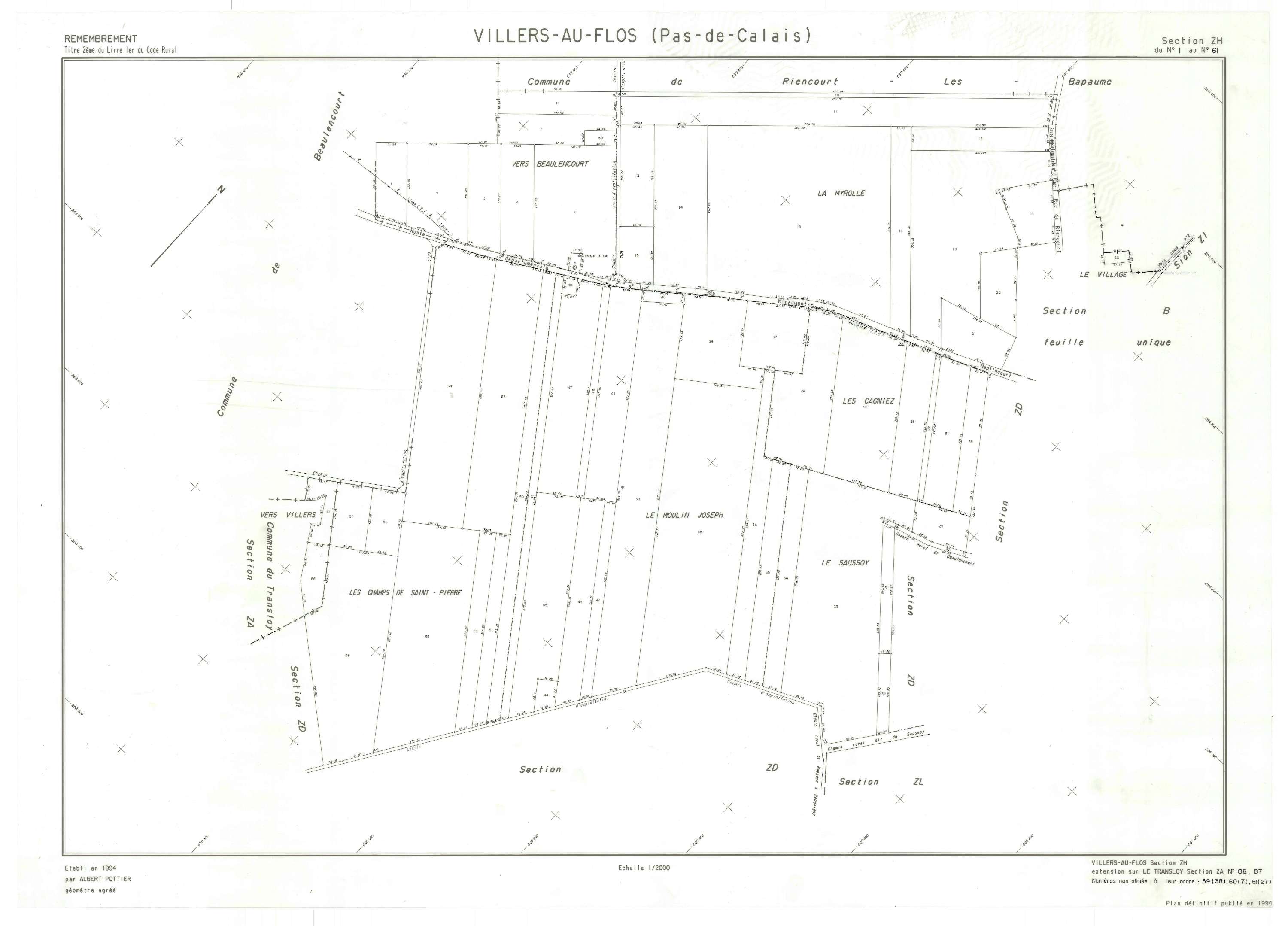 Villers-au-Flos - Plan de remembrement : section ZH.
