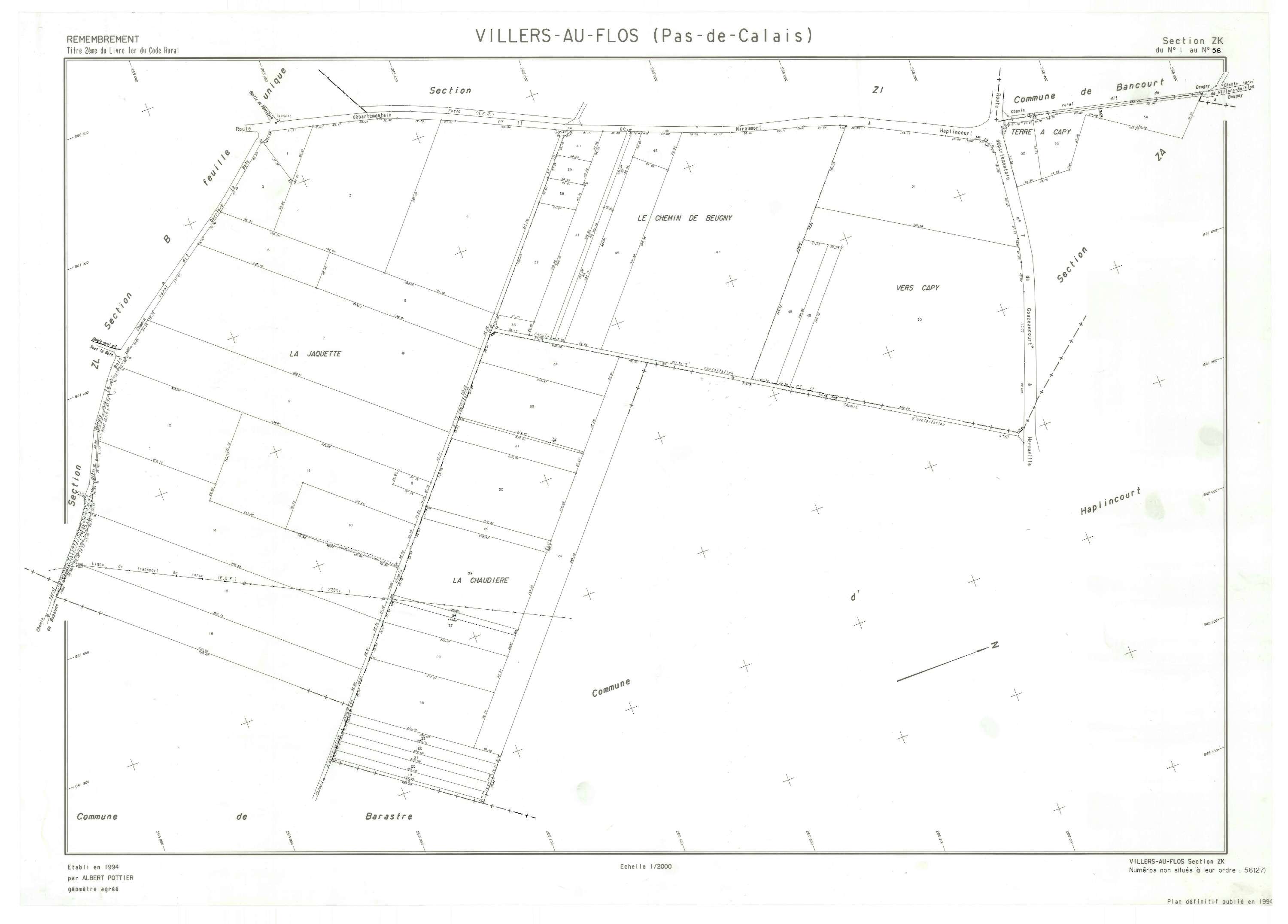 Villers-au-Flos - Plan de remembrement : section ZK.