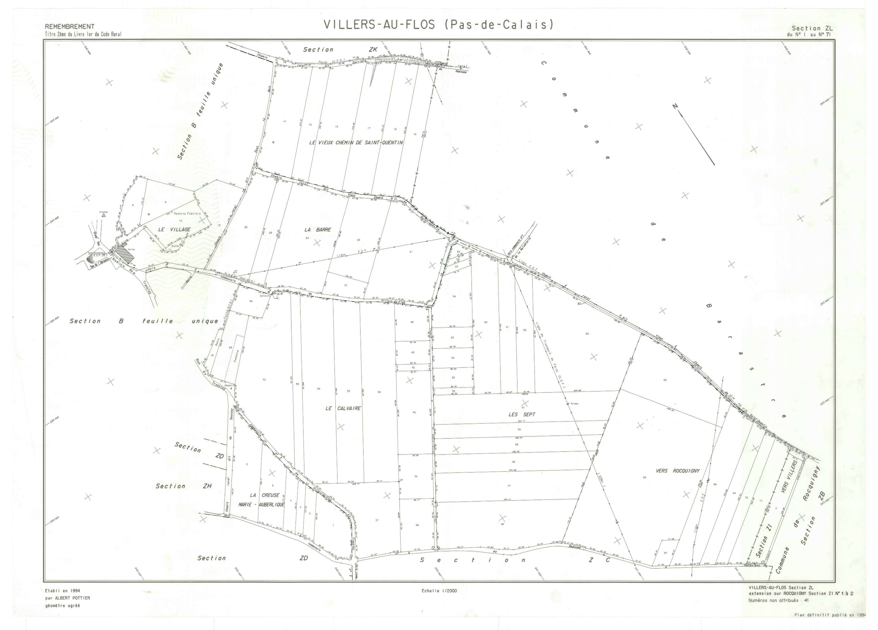 Villers-au-Flos - Plan de remembrement : section ZL.