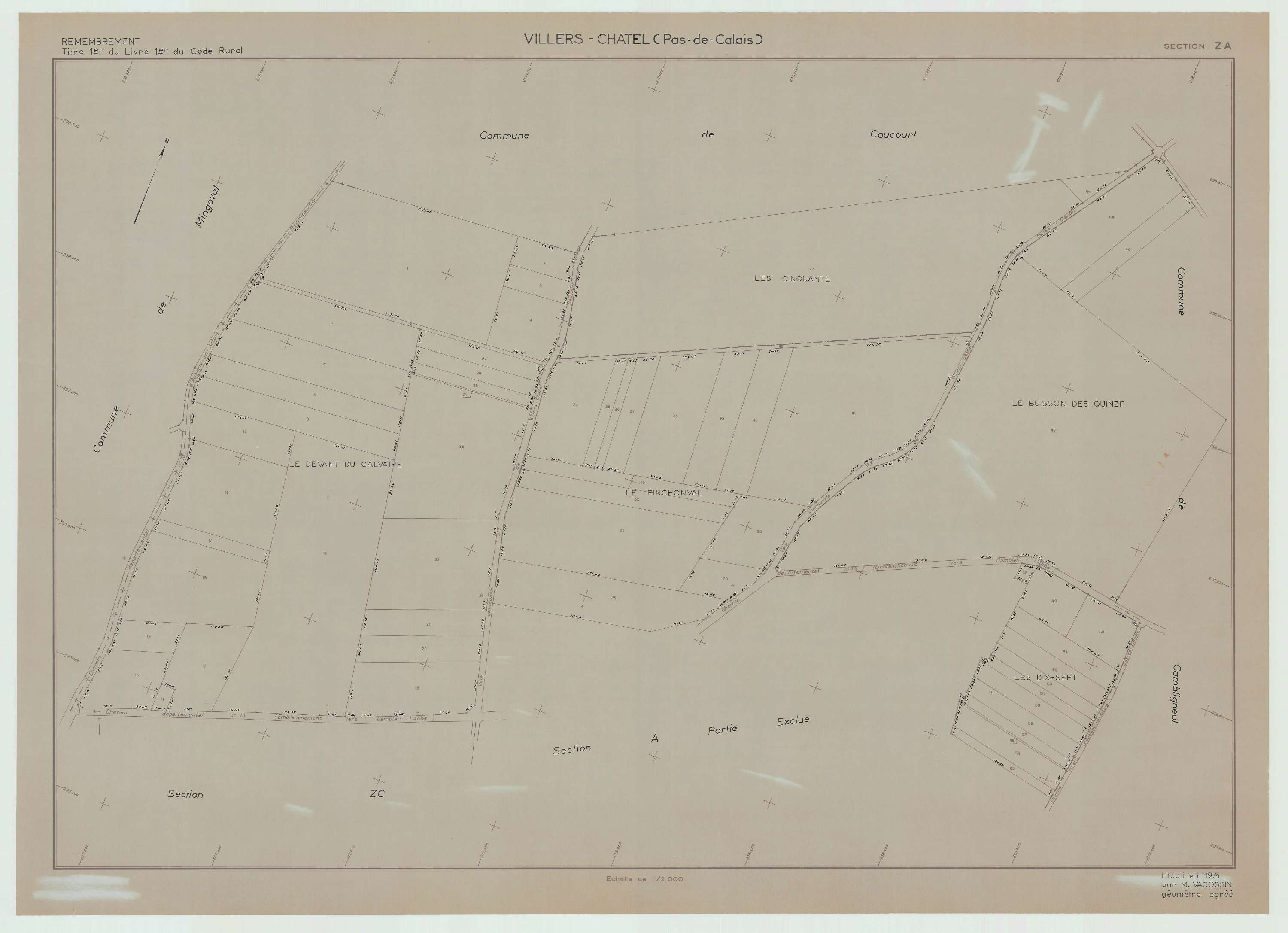Villers-Châtel - Plan de remembrement : section ZA.
