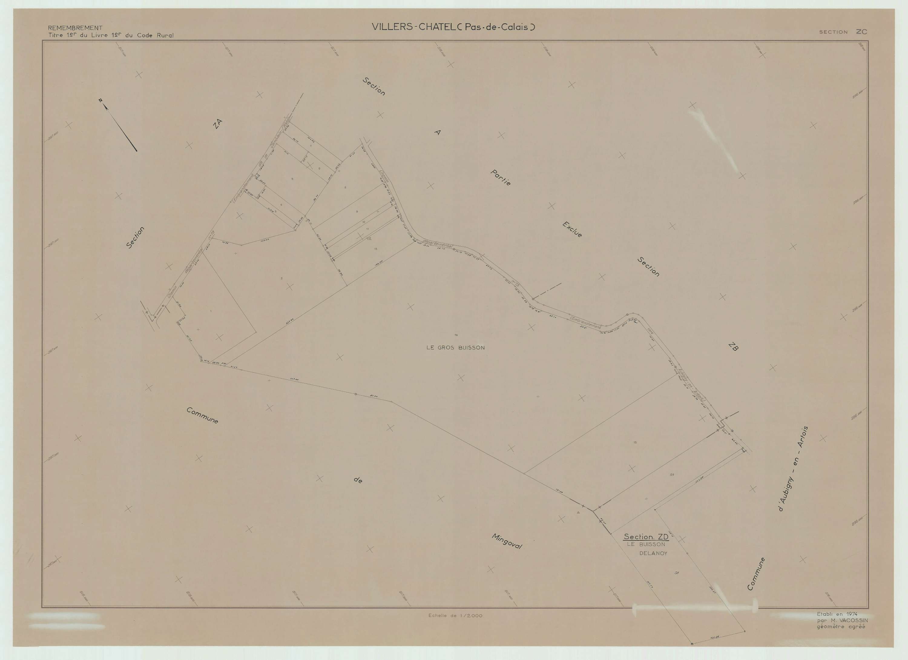 Villers-Châtel - Plan de remembrement : section ZC.