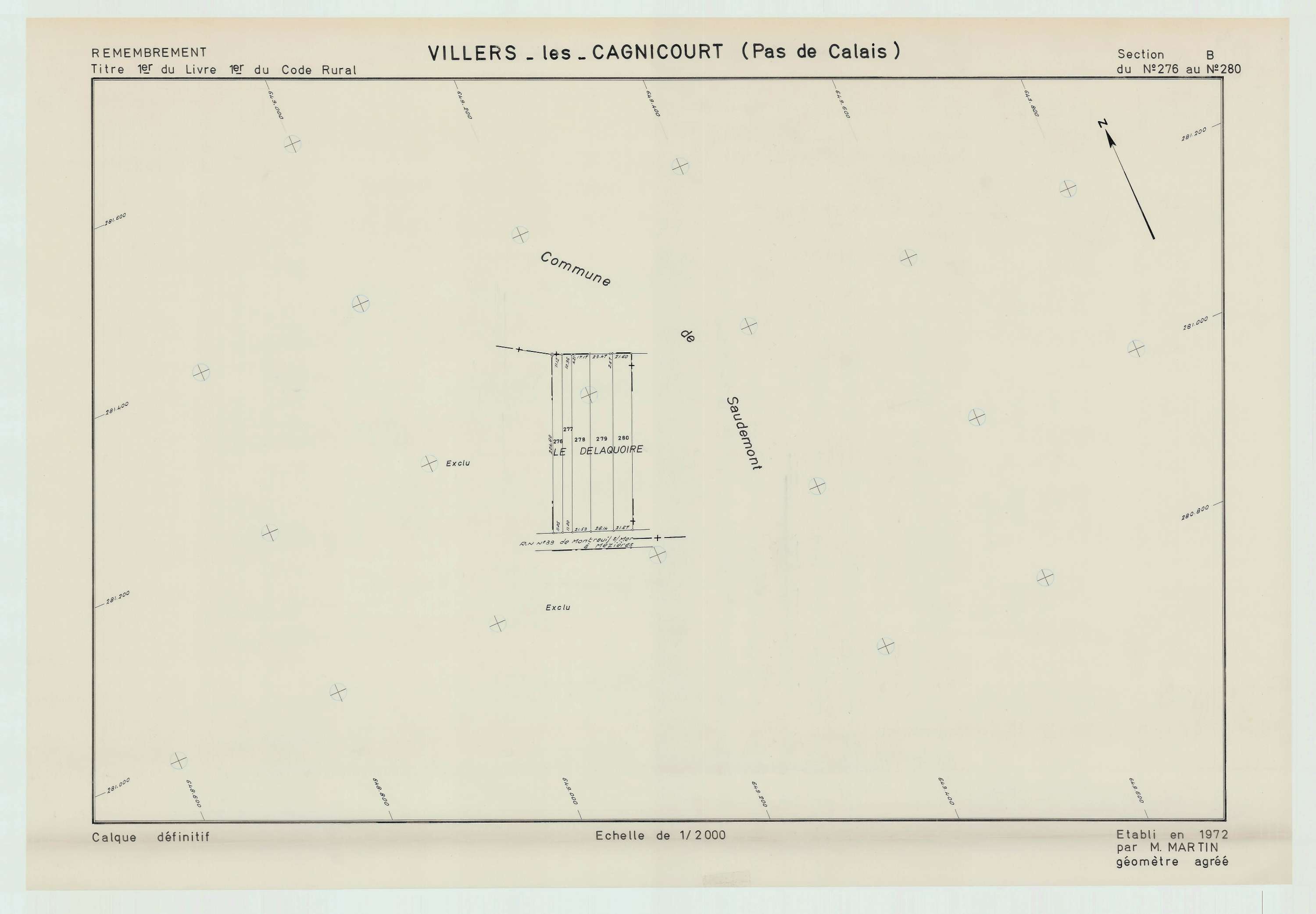 Villers-lès-Cagnicourt - Plan de remembrement : section B.