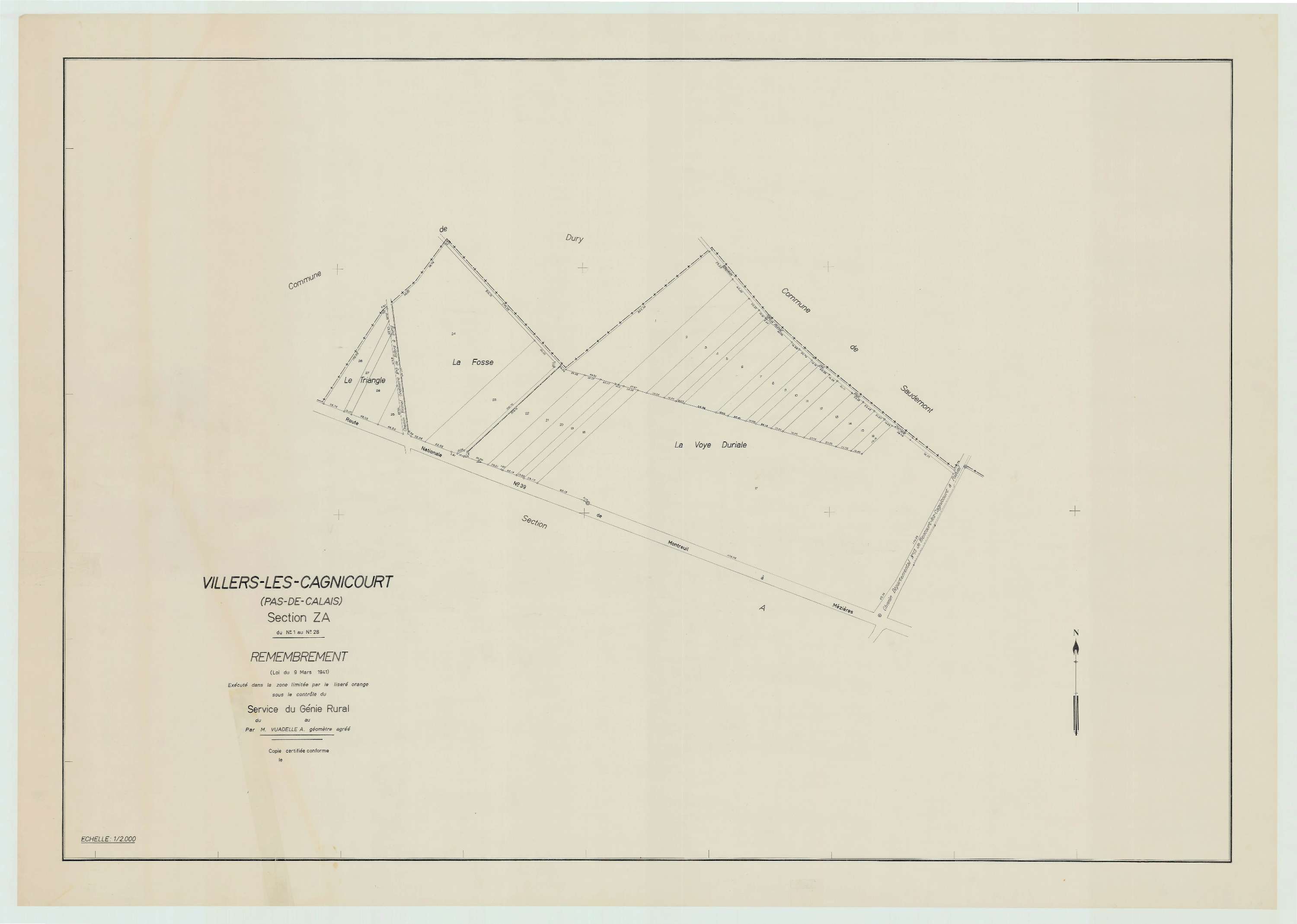 Villers-lès-Cagnicourt - Plan de remembrement : section ZA.