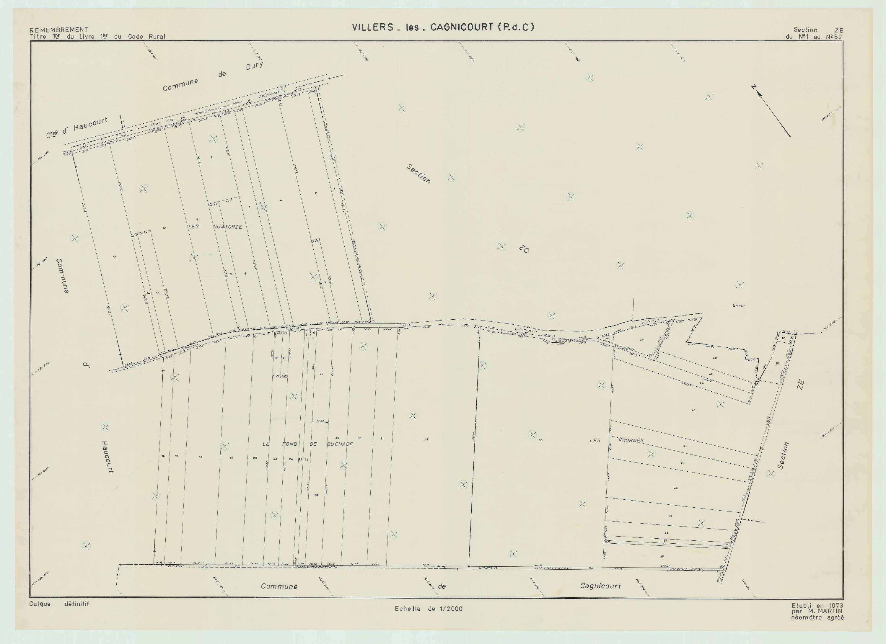 Villers-lès-Cagnicourt - Plan de remembrement : section ZB.
