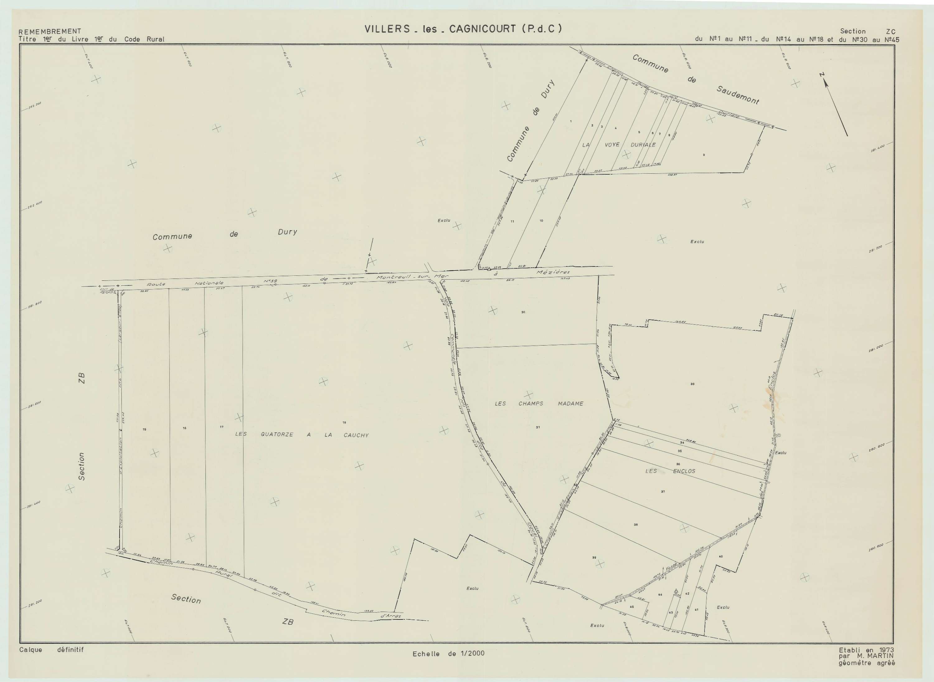 Villers-lès-Cagnicourt - Plan de remembrement : section ZC.