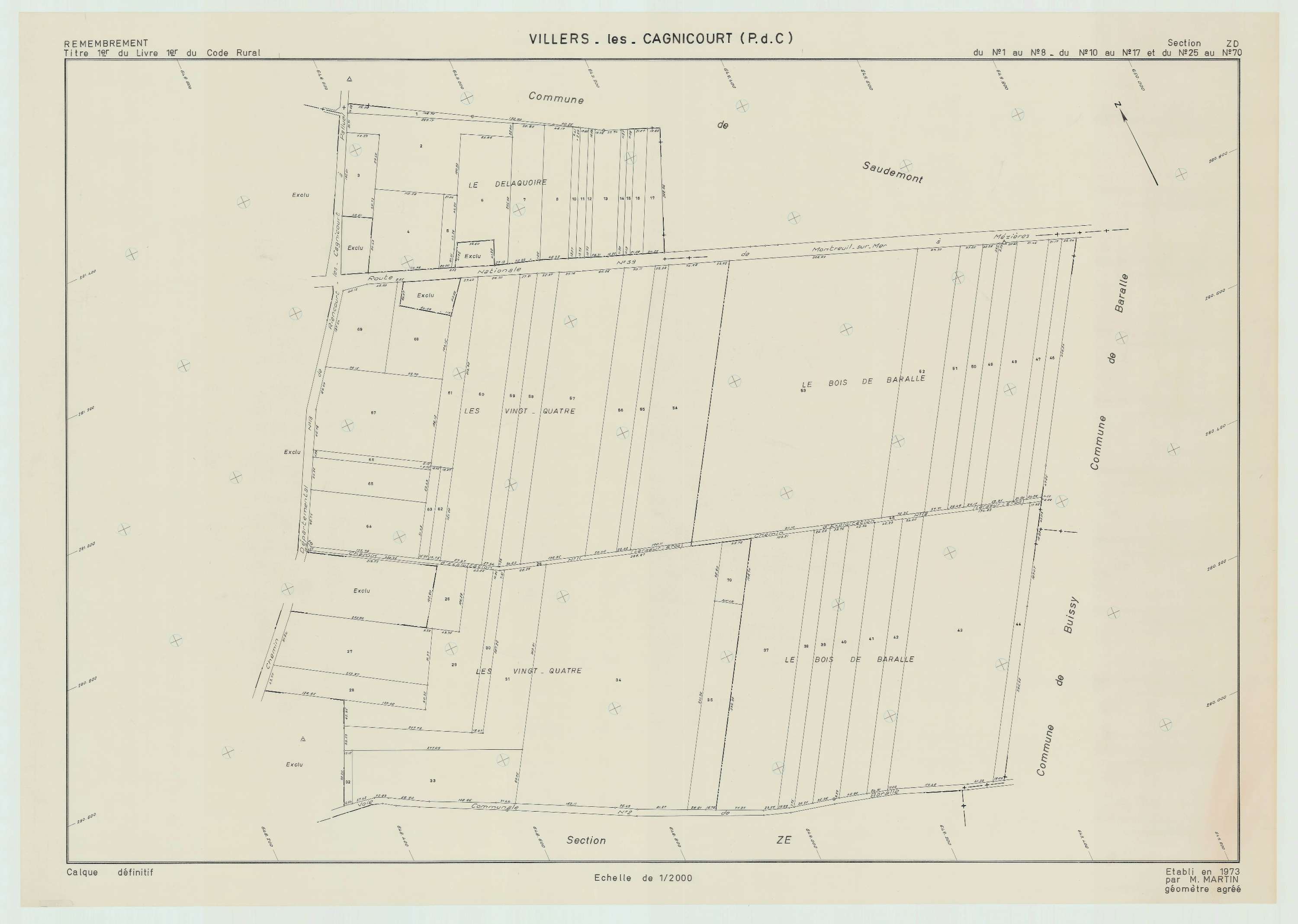 Villers-lès-Cagnicourt - Plan de remembrement : section ZD.