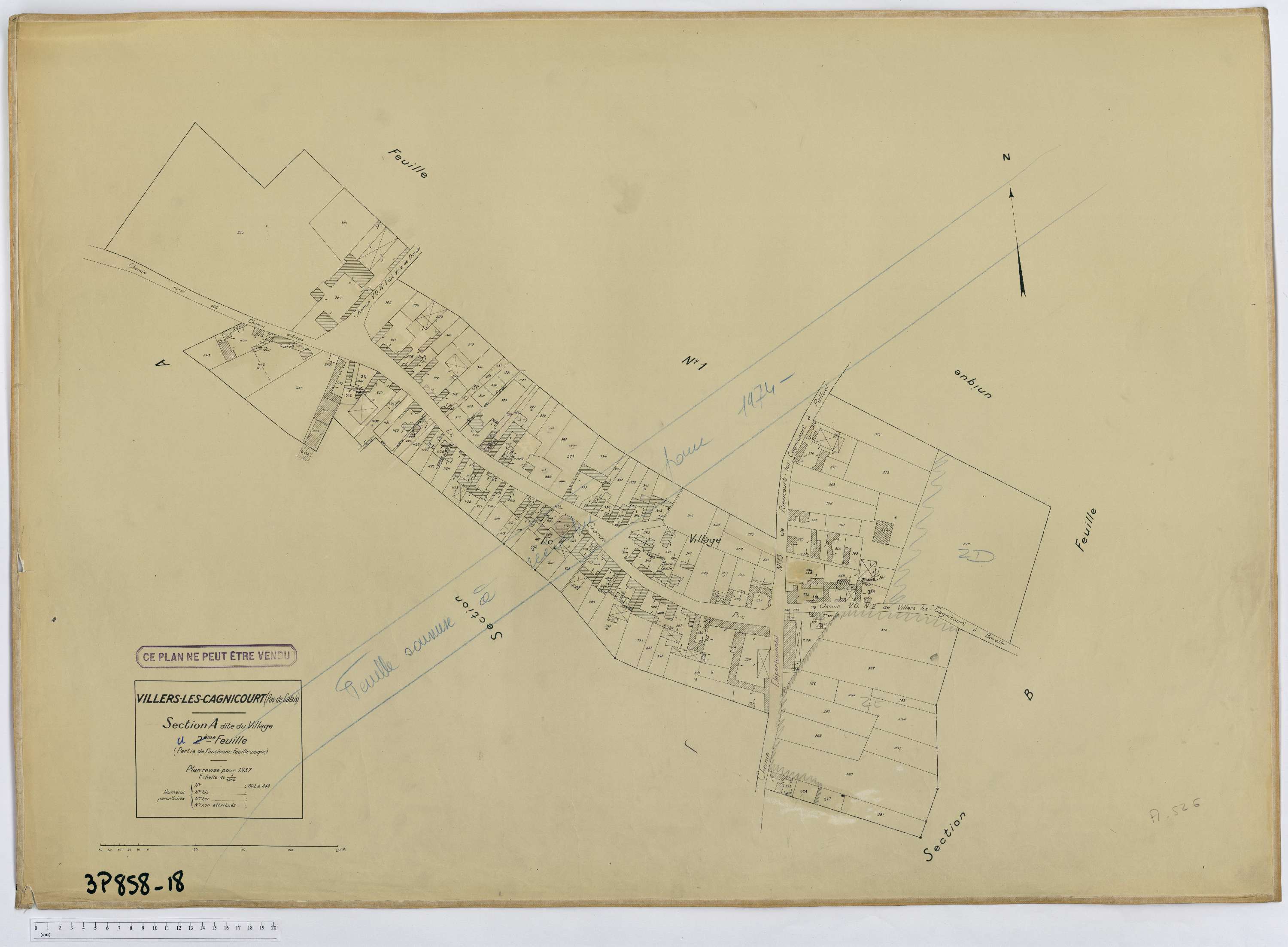 Villers-lès-Cagnicourt - Section A, feuille 2.