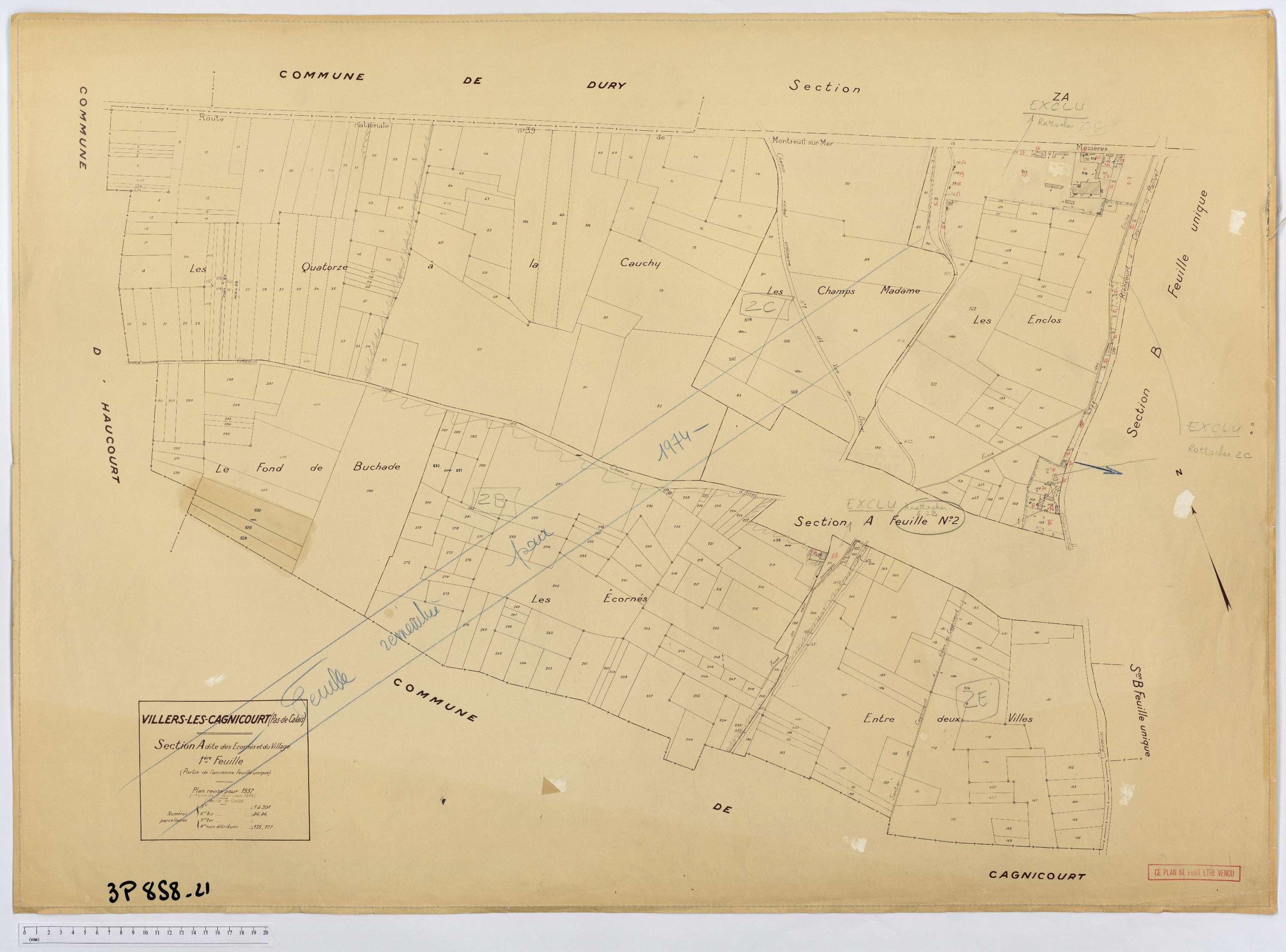 Villers-lès-Cagnicourt - Section A, feuille 1.