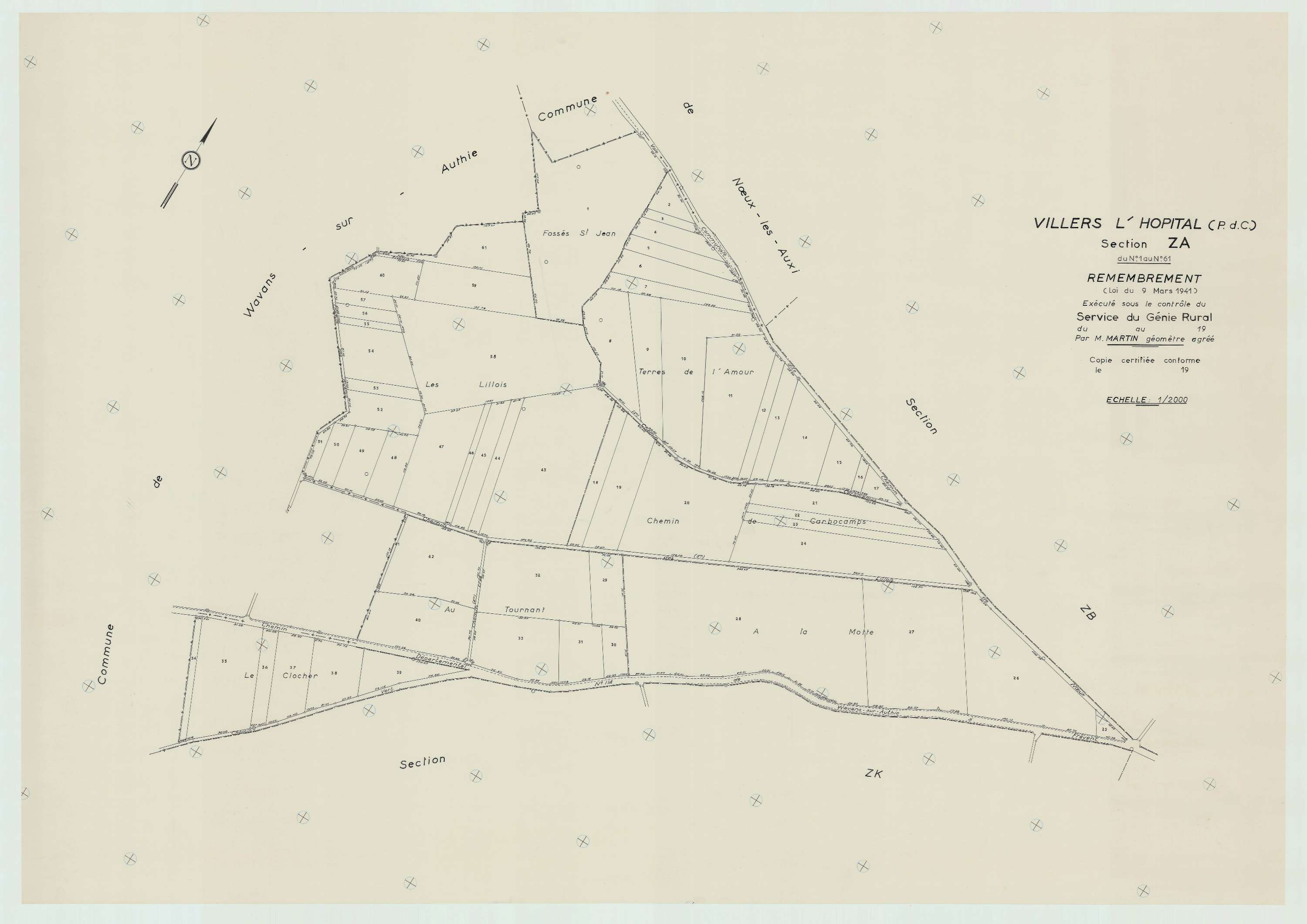 Villers-l'Hôpital - Plan de remembrement : section ZA.