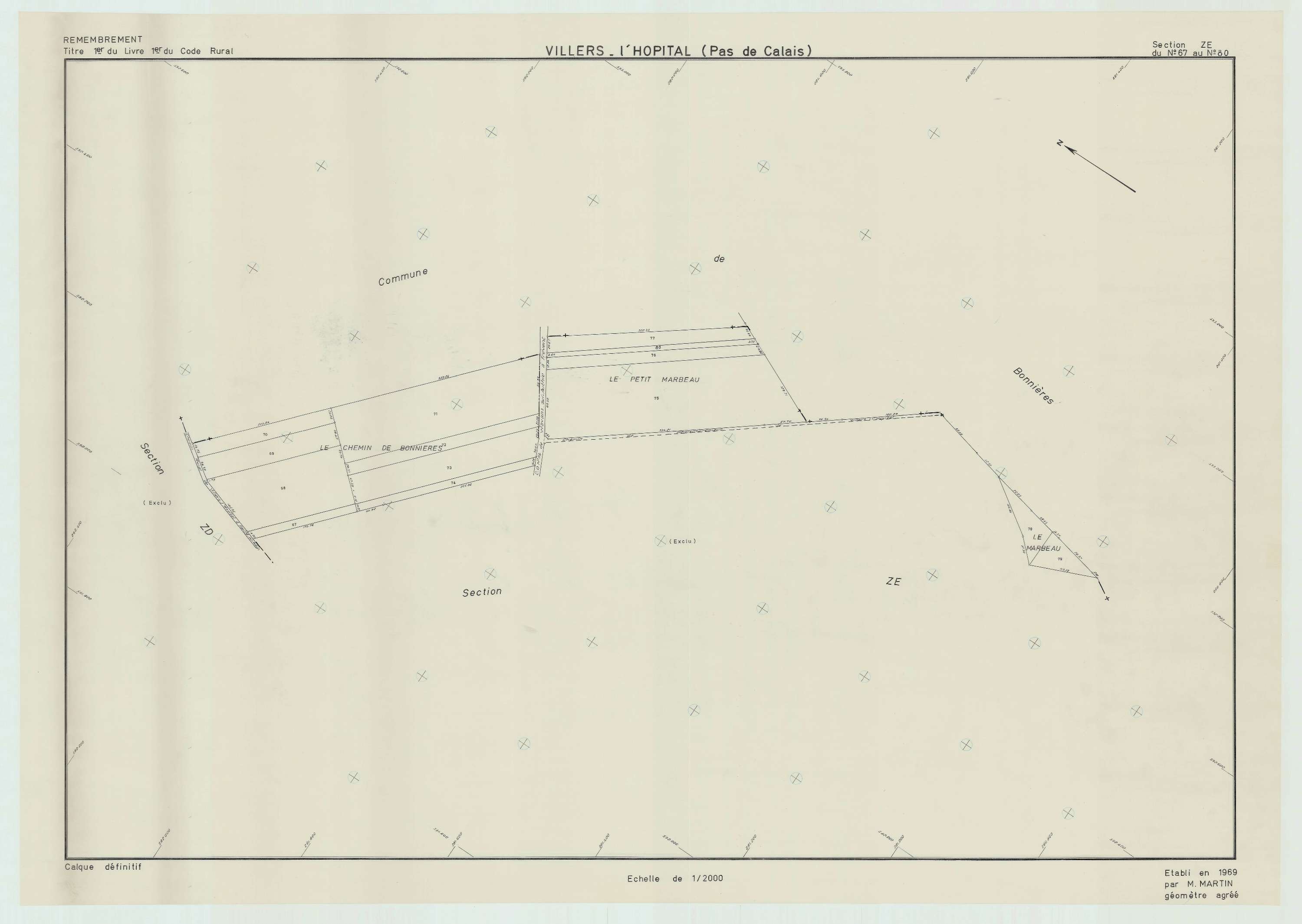 Villers-l'Hôpital - Plan de remembrement : section ZE.