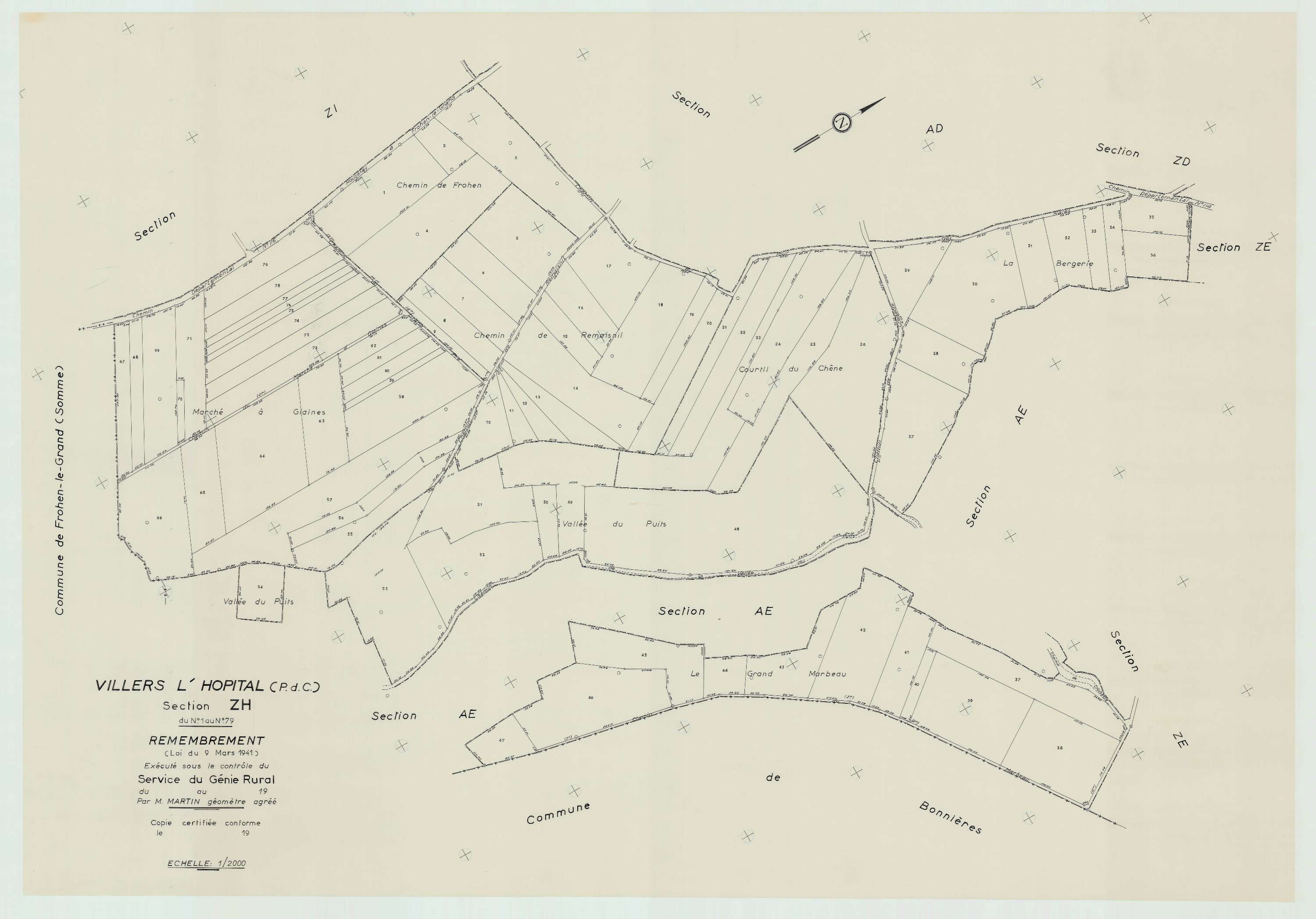 Villers-l'Hôpital - Plan de remembrement : section ZH.