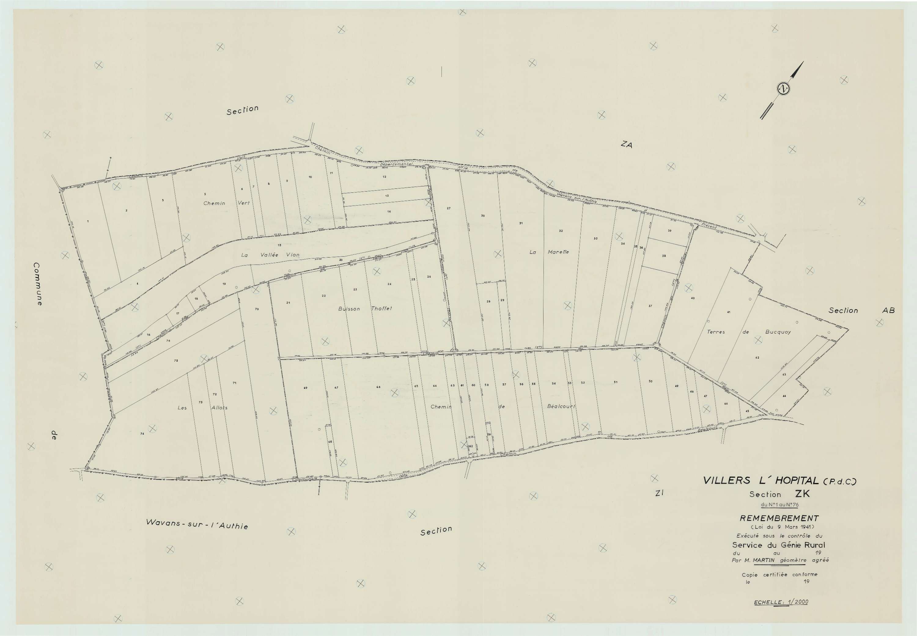 Villers-l'Hôpital - Plan de remembrement : section ZK.