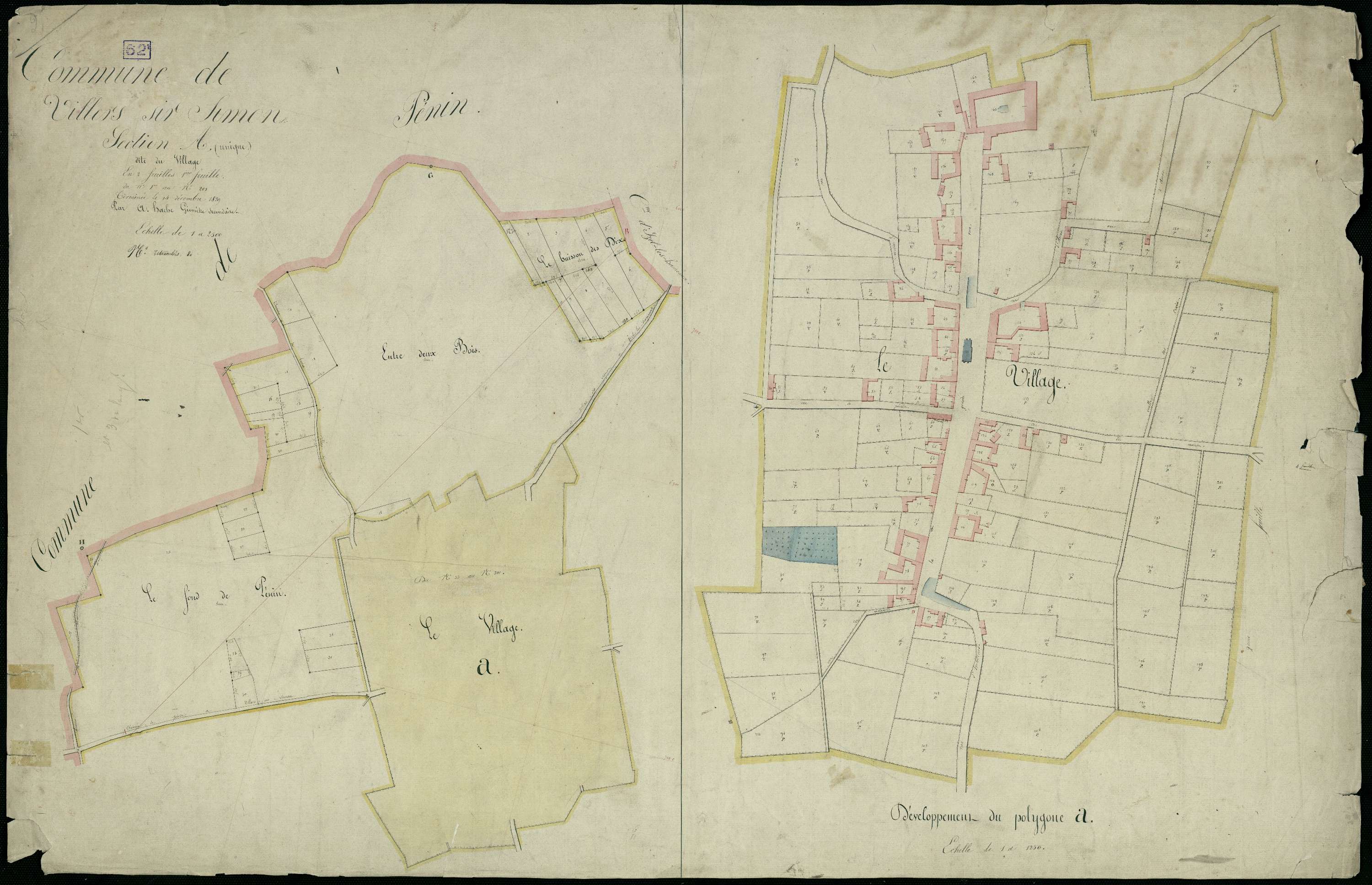 Villers-Sir-Simon - Section A, 1re feuille