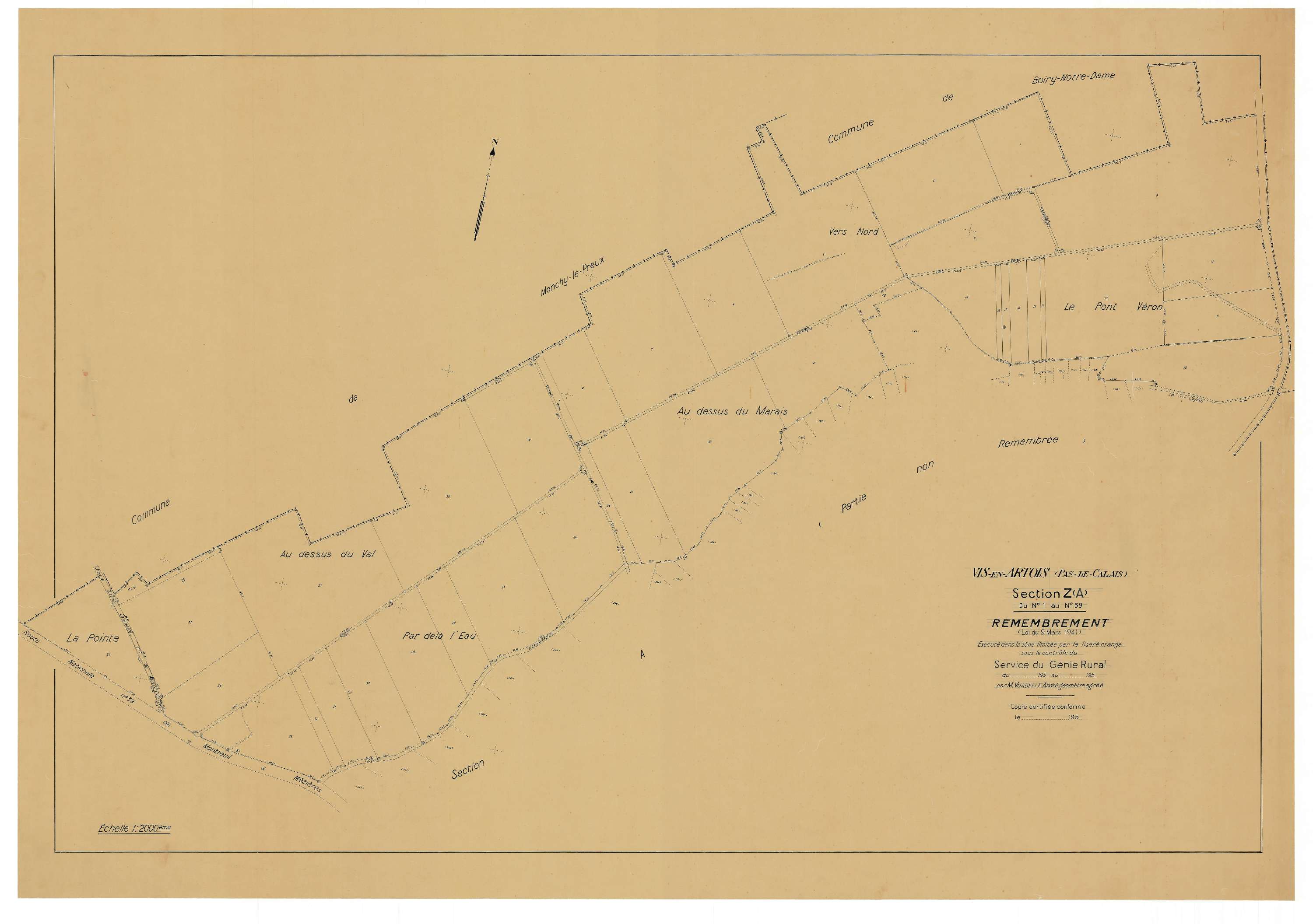 Vis-en-Artois - Plan de remembrement : section ZA.