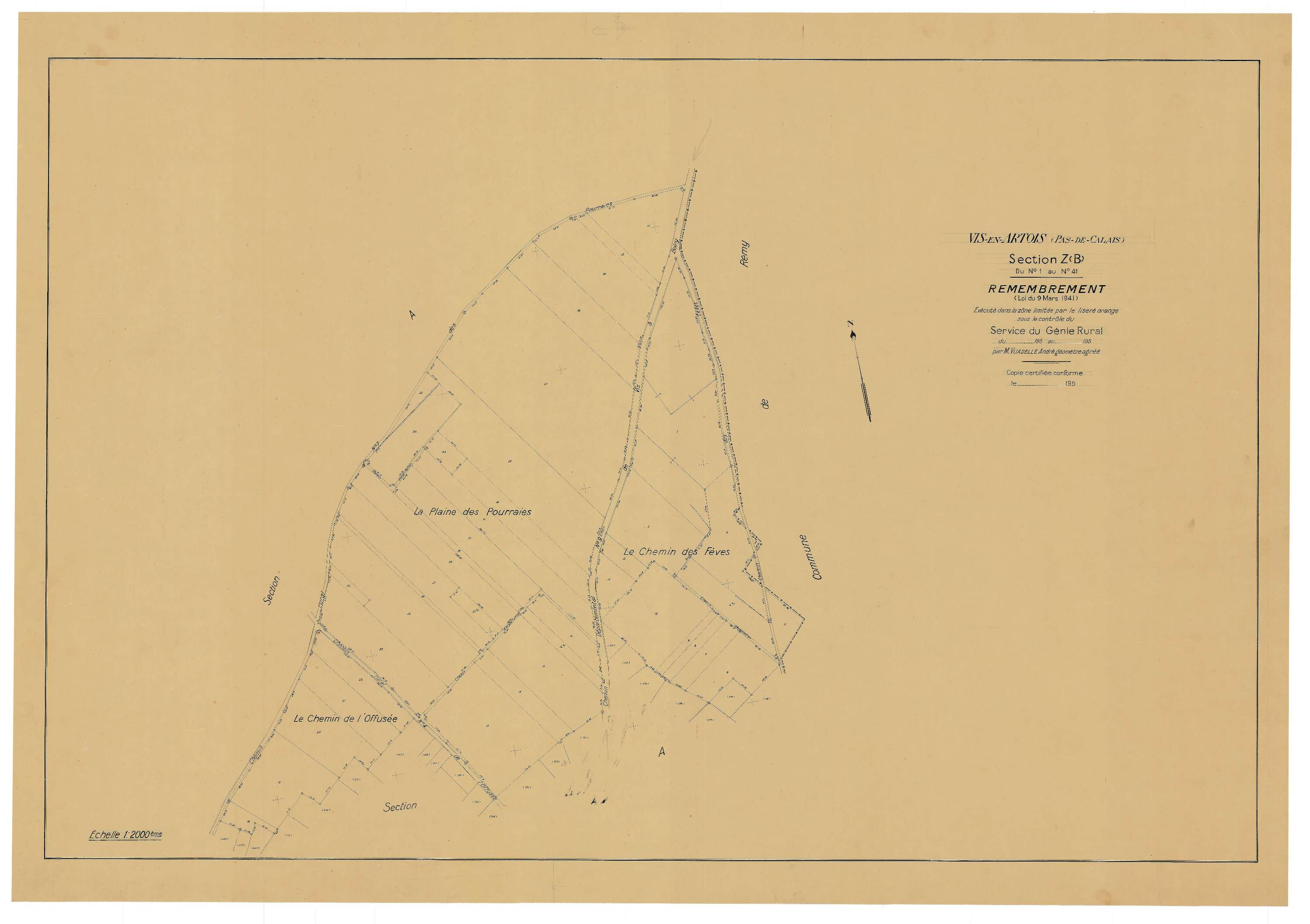 Vis-en-Artois - Plan de remembrement : section ZB.