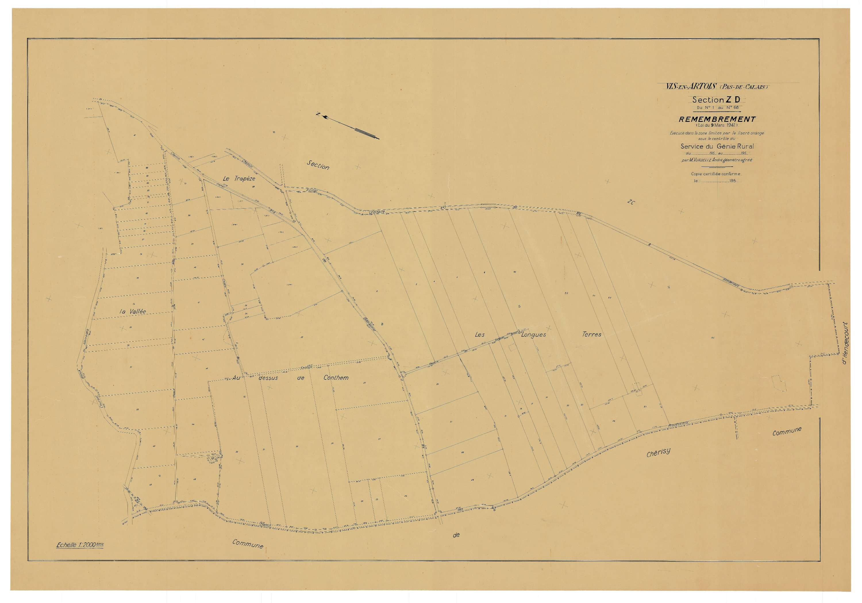 Vis-en-Artois - Plan de remembrement : section ZD.