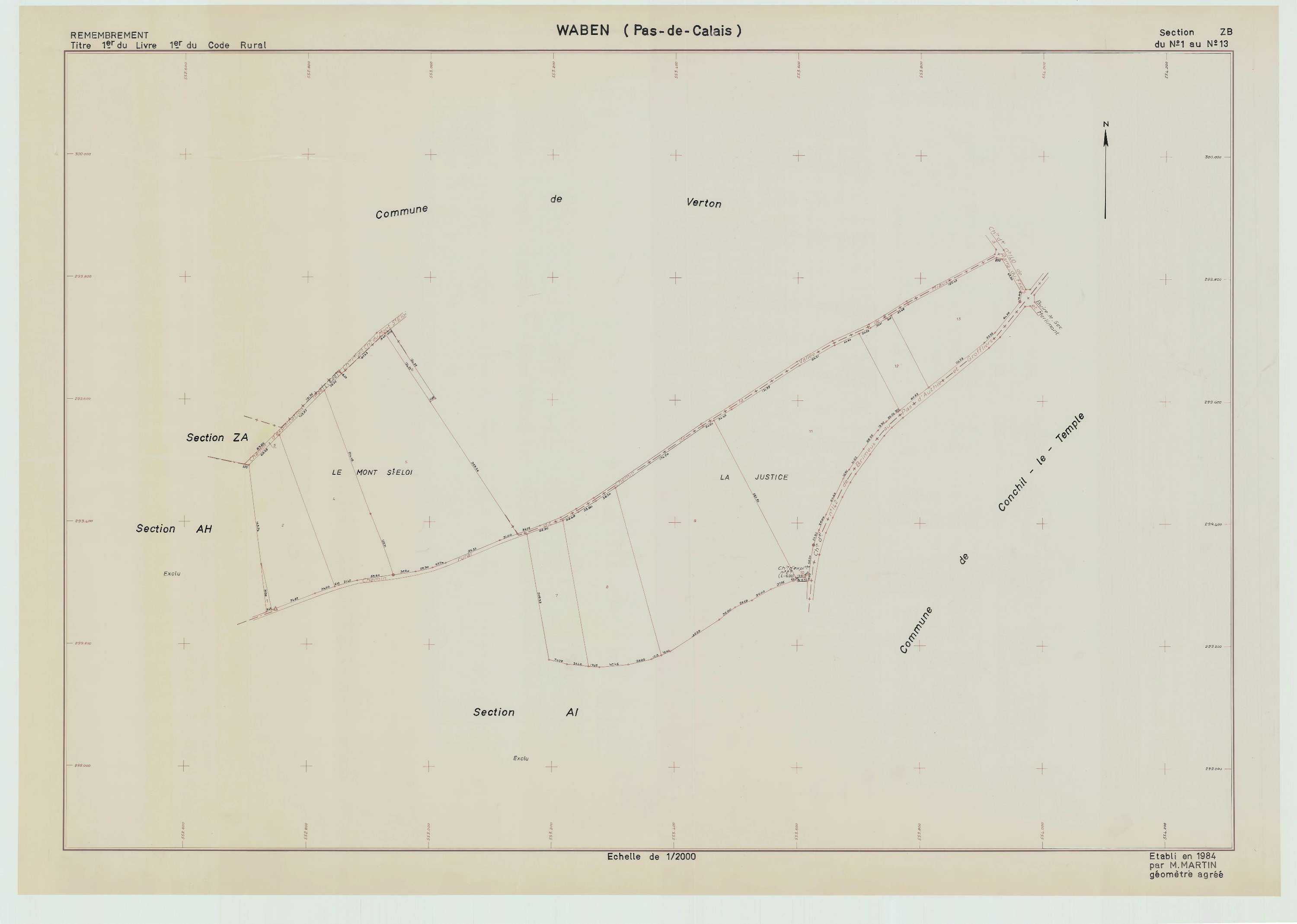 Waben - Plan de remembrement : section ZB.