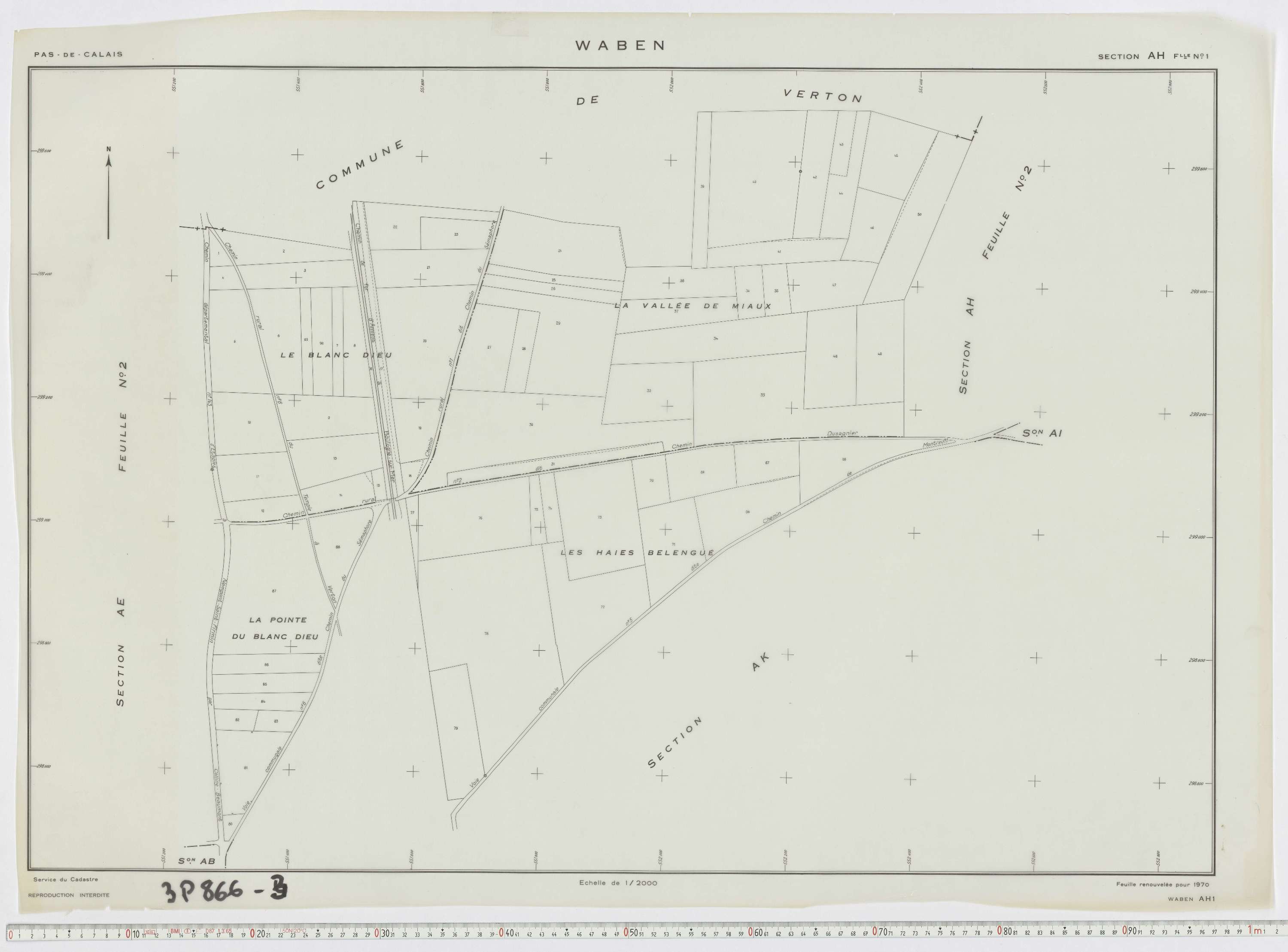 Waben - Section AH, feuille 1.