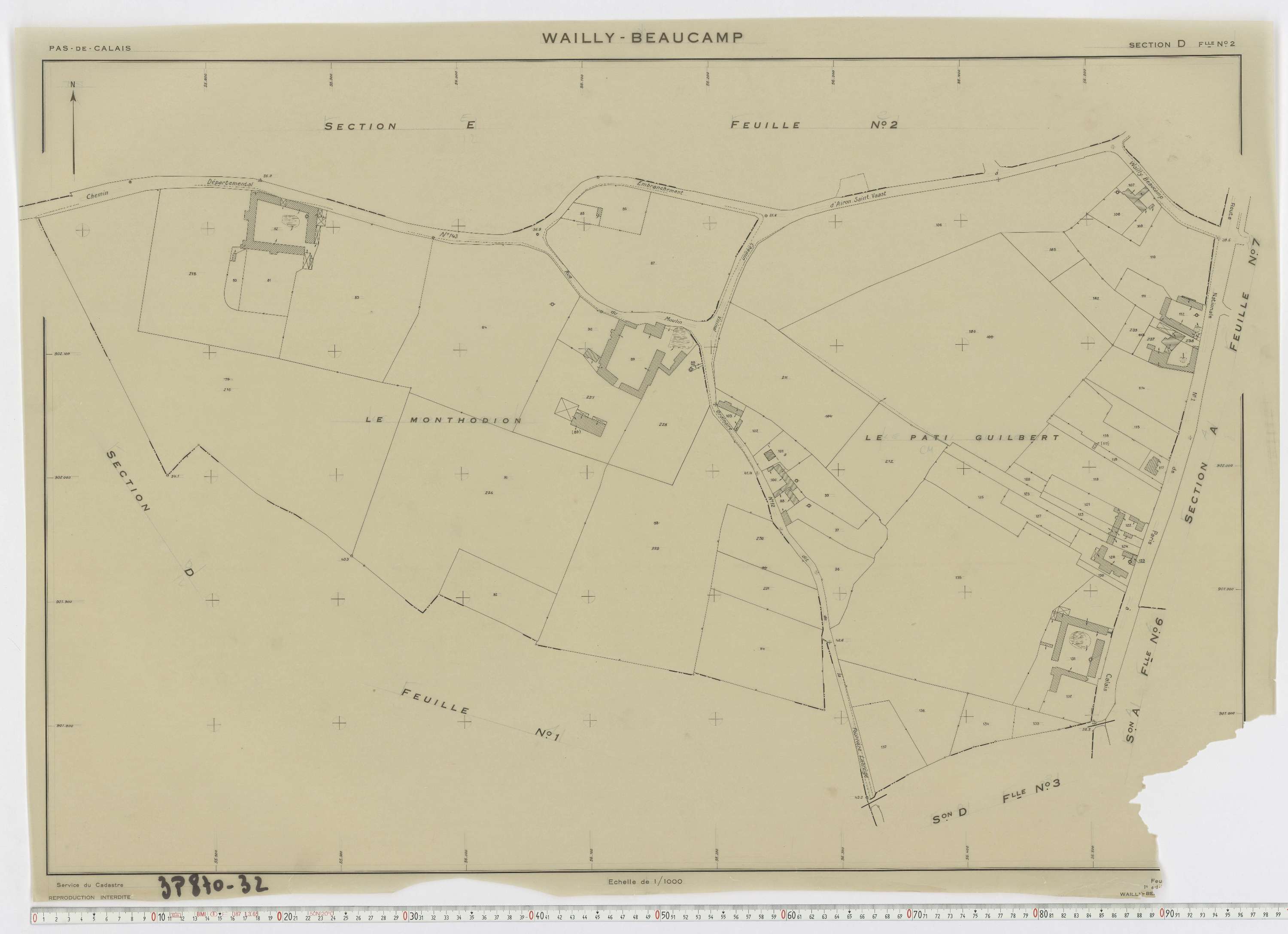 Wailly-Beaucamp - Section D, feuille 2.