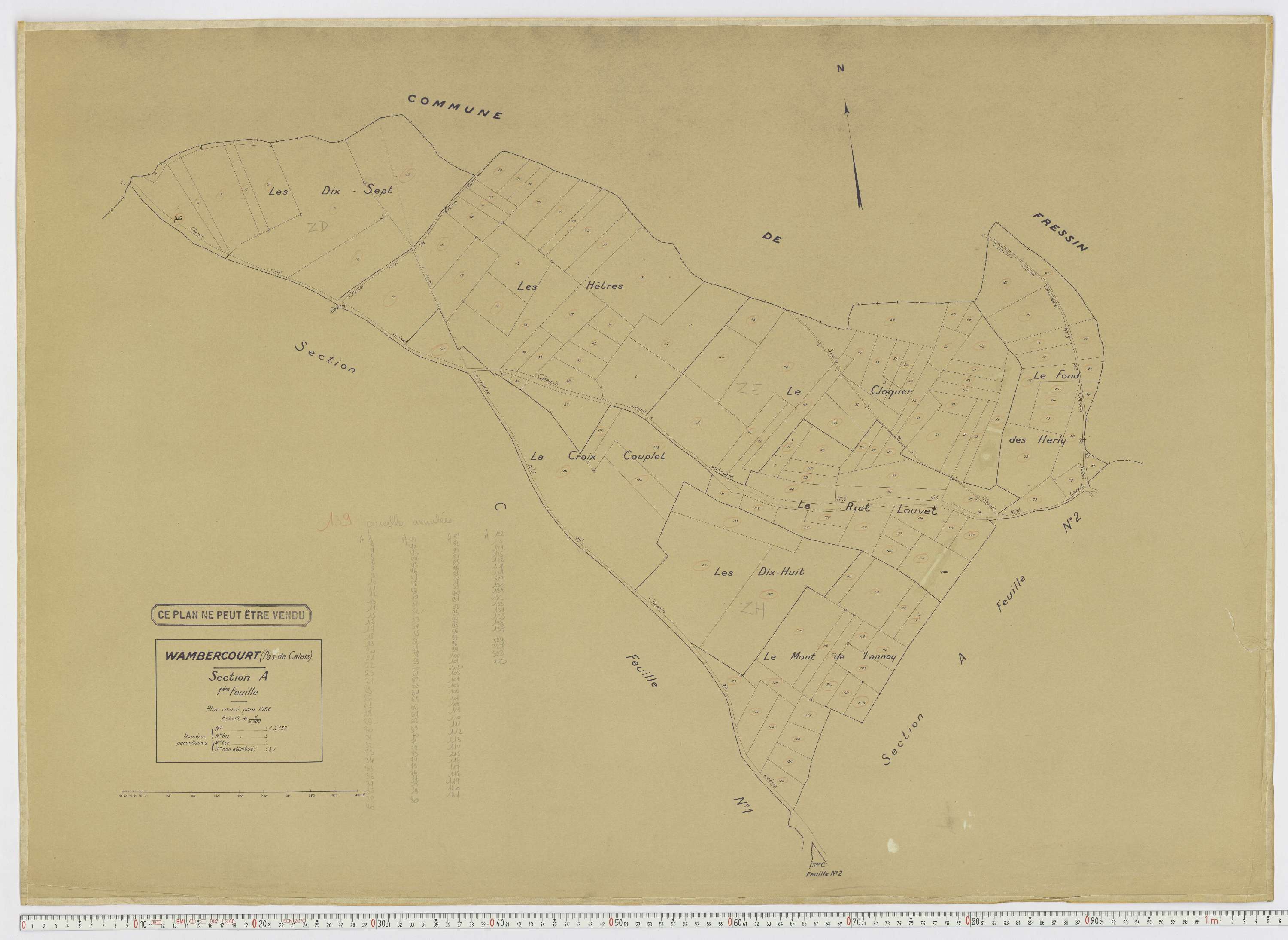 Wambercourt - Section A, feuille 1.