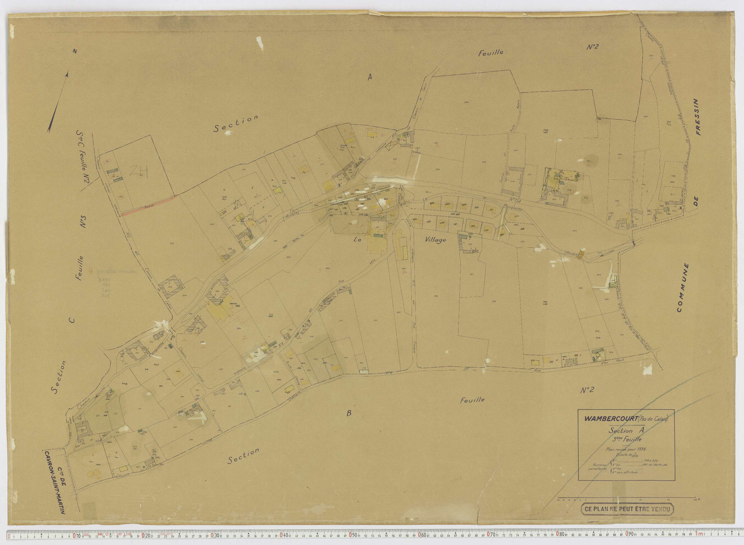 Wambercourt - Section A, feuille 3.