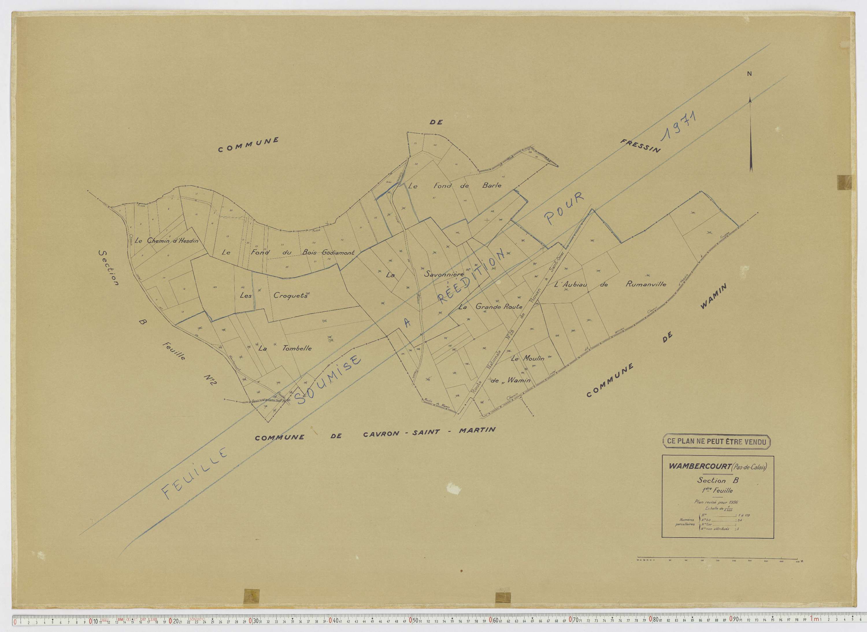 Wambercourt - Section B, feuille 1.
